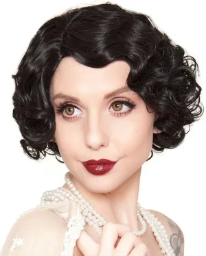20s Flapper Finger Wave Premium Short Black Wig