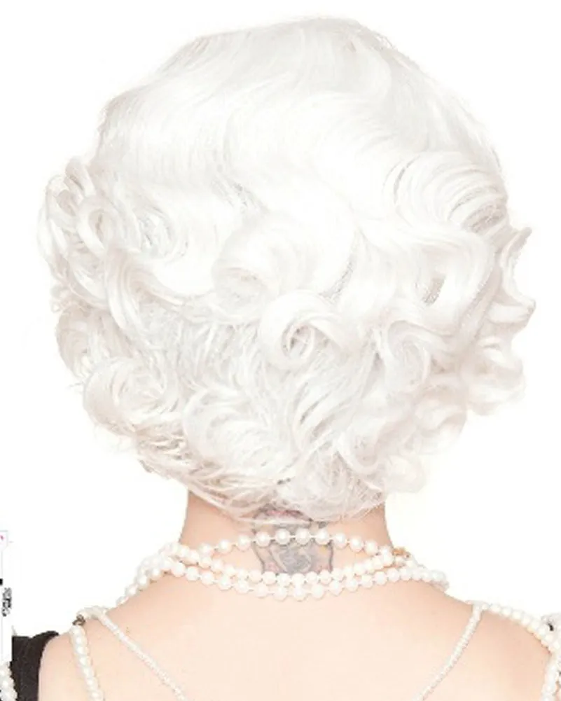 20s Flapper Finger Wave Premium Short White Wig