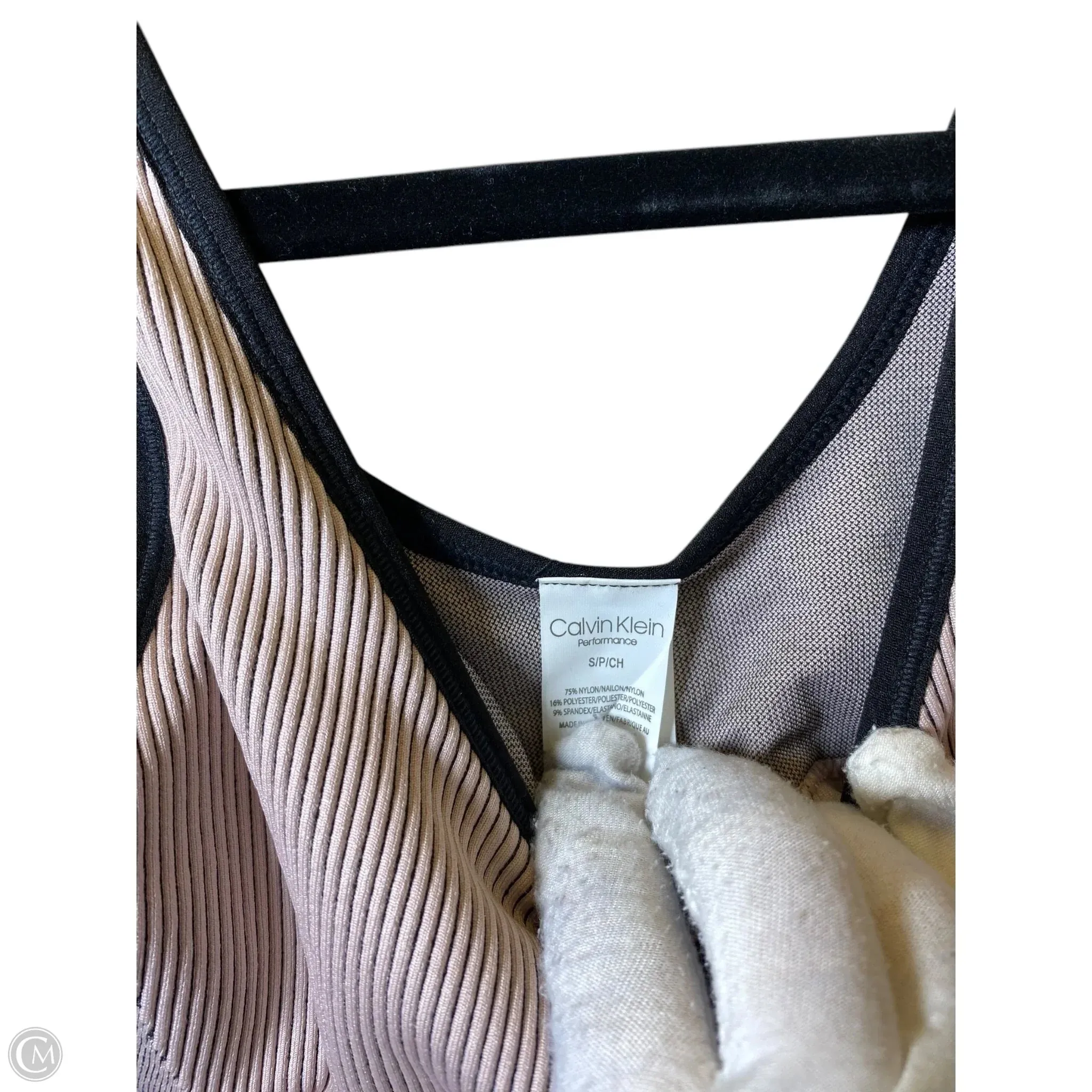 Athletic Bra By Calvin Klein In Black & Pink, Size: S