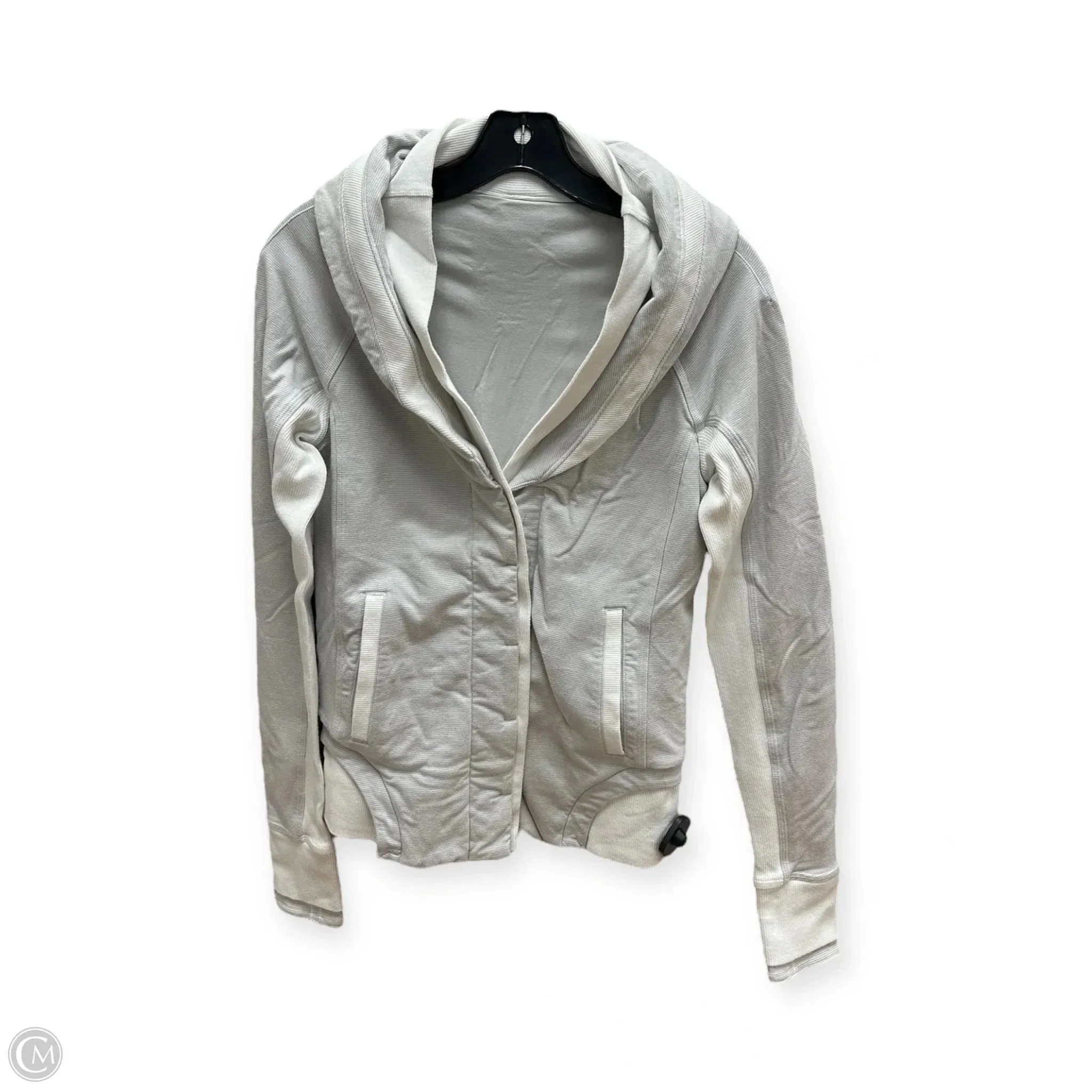 Athletic Jacket By Lululemon In Grey & White, Size: 4