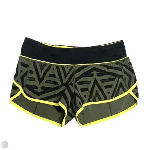 Athletic Shorts By Lululemon In Green & Yellow, Size: 4