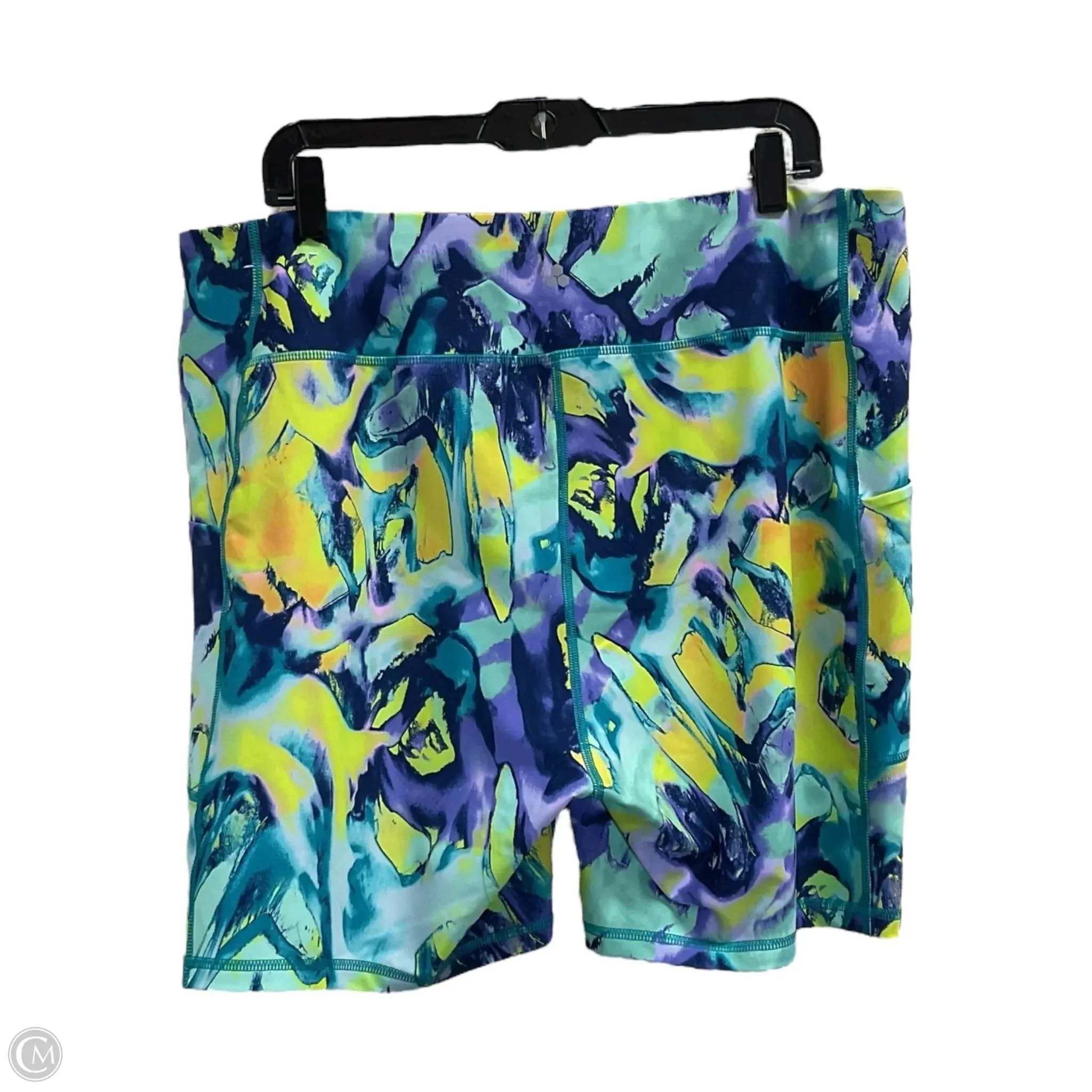 Athletic Shorts By Tek Gear In Green & Yellow, Size: 2x