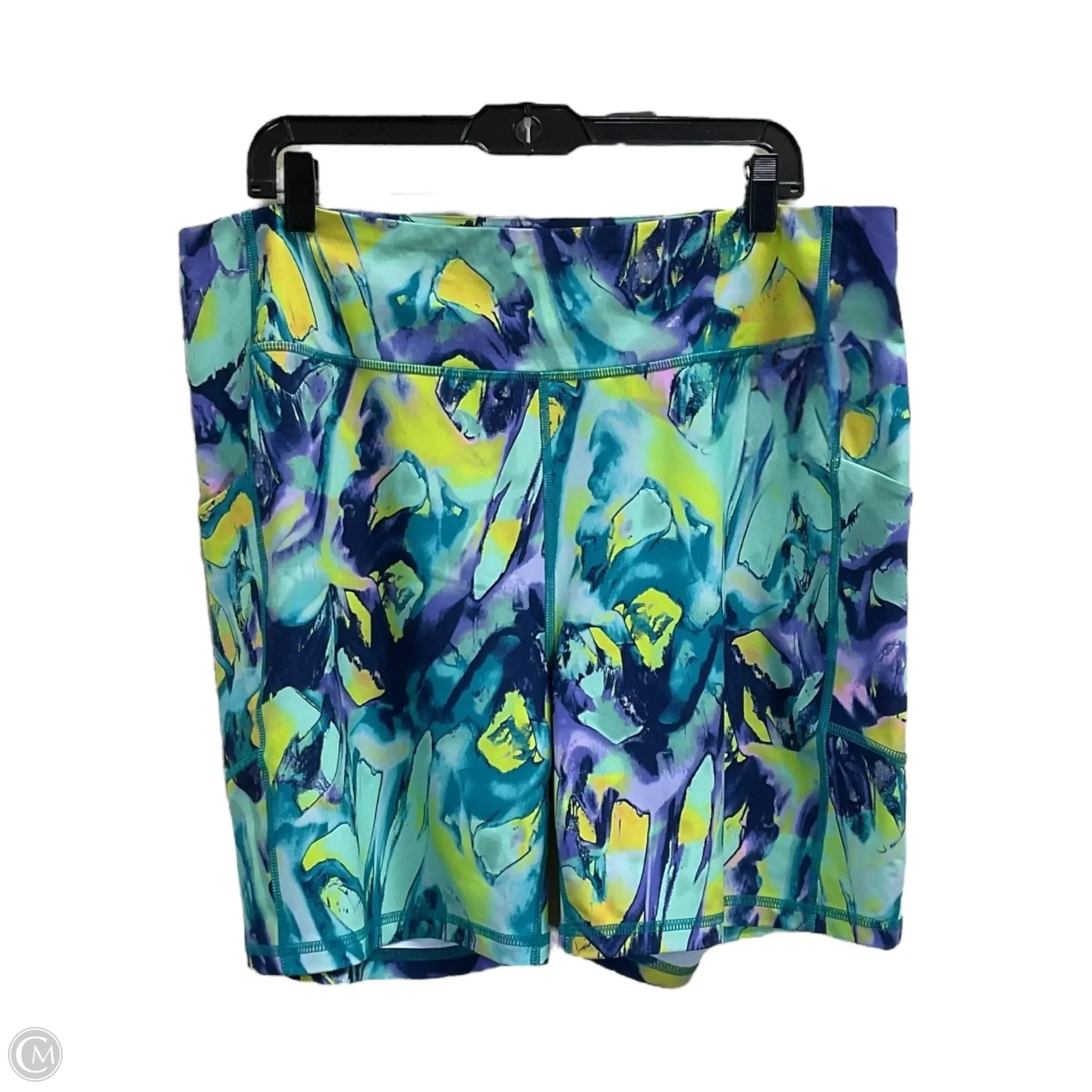 Athletic Shorts By Tek Gear In Green & Yellow, Size: 2x