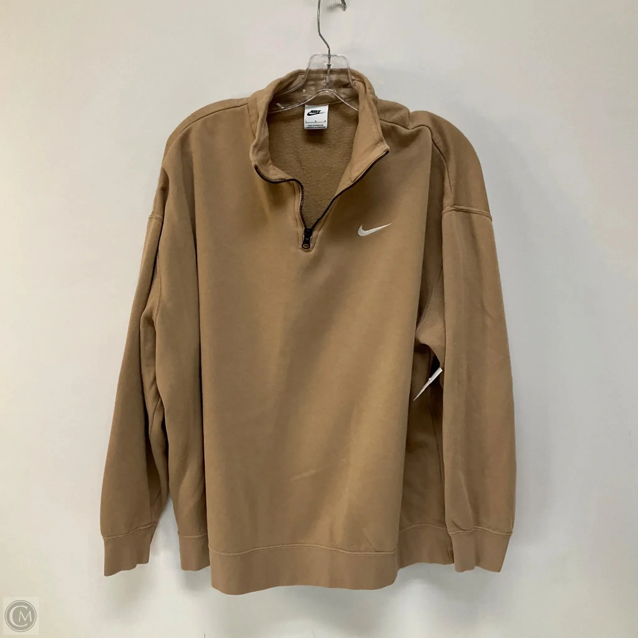 Athletic Sweatshirt Collar By Nike Apparel In Brown, Size: L