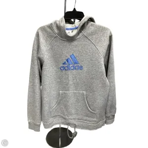Athletic Sweatshirt Hoodie By Adidas In Grey, Size: L