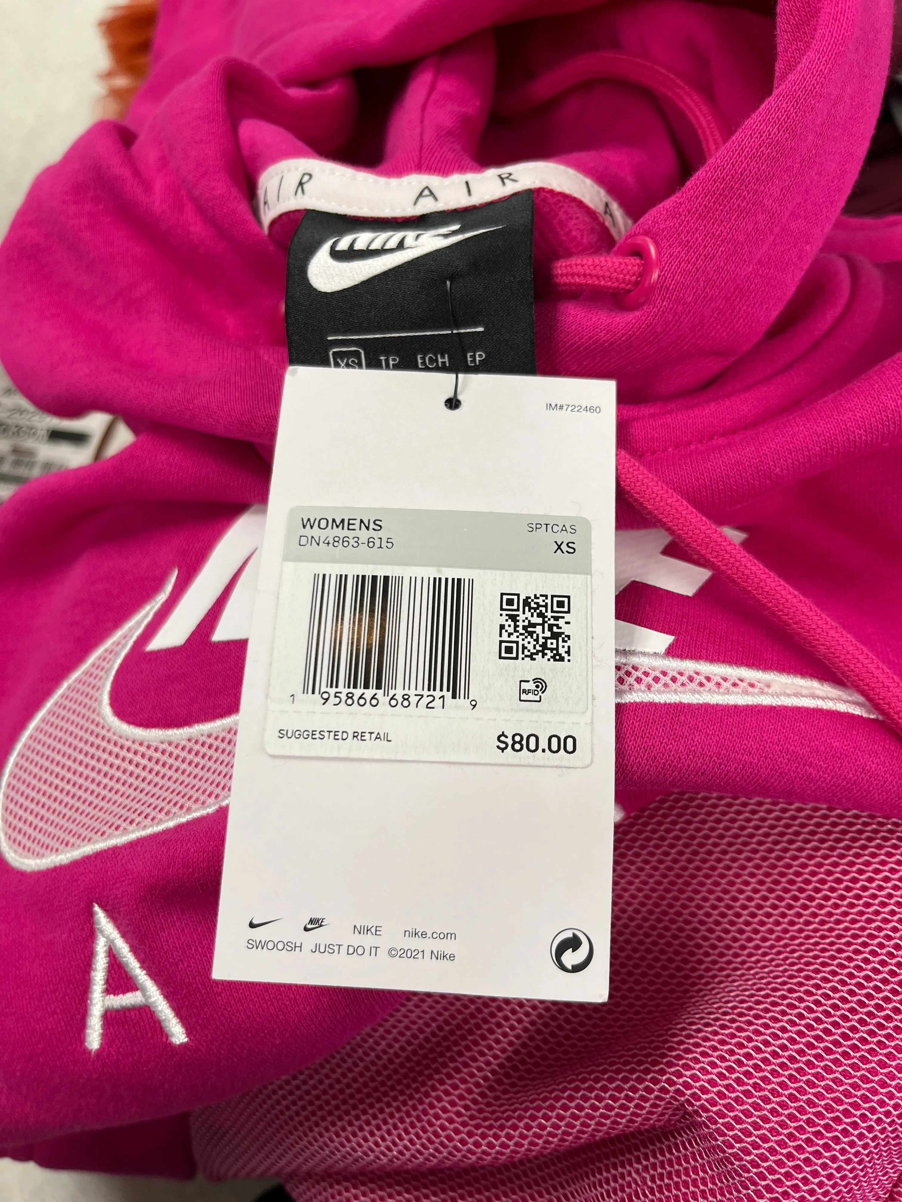 Athletic Sweatshirt Hoodie By Nike In Pink, Size:Xs
