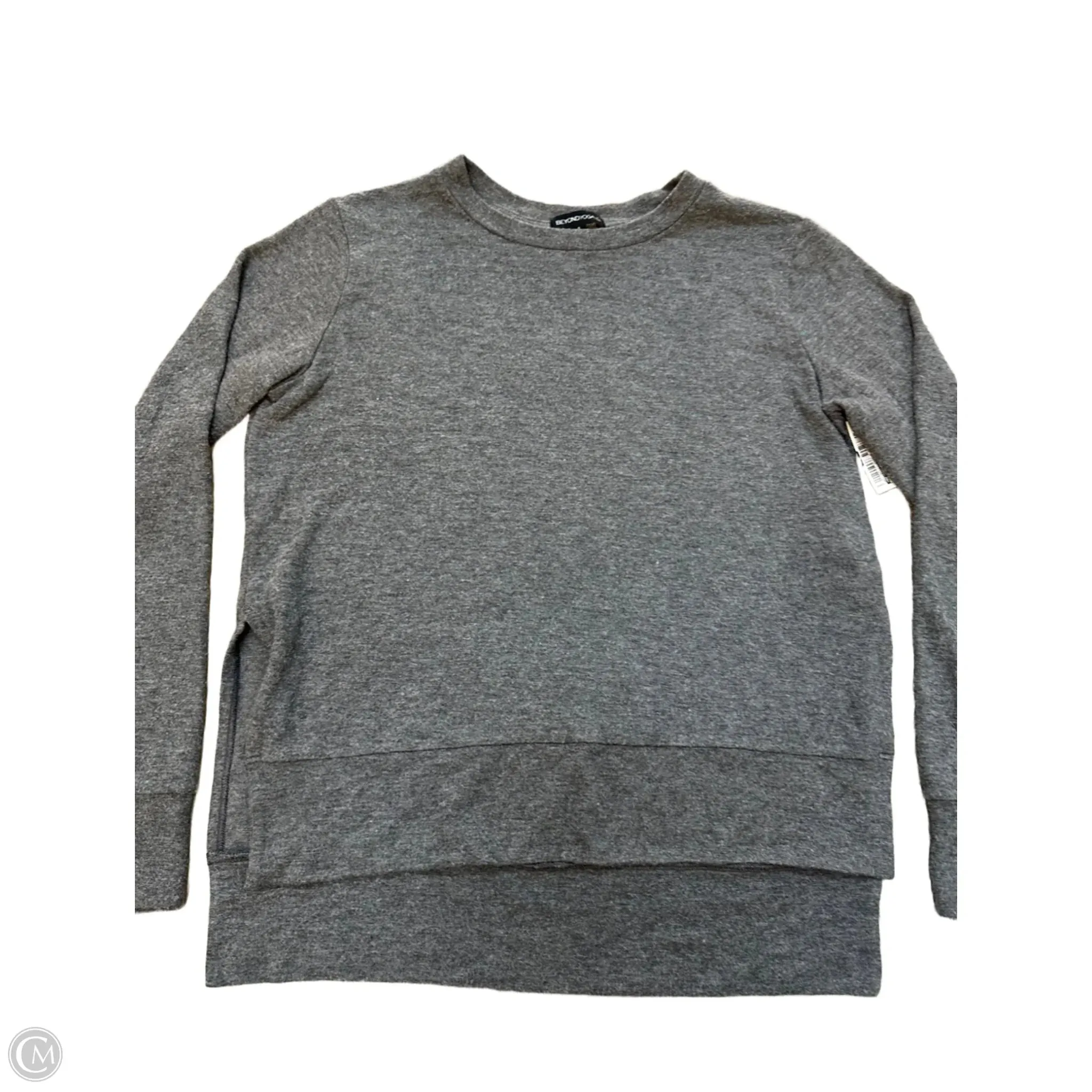 Athletic Top Long Sleeve Collar By Beyond Yoga In Grey, Size: S