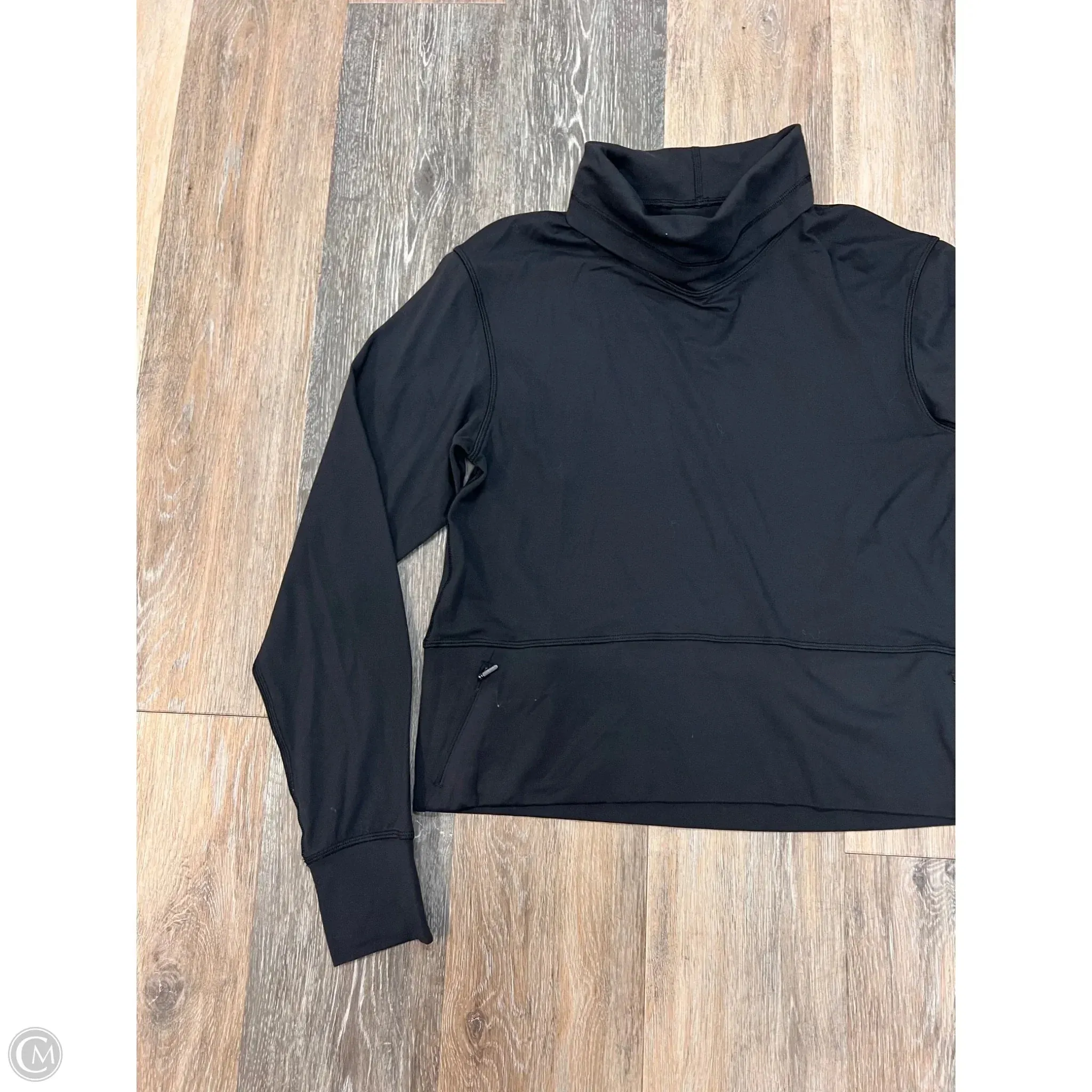 Athletic Top Long Sleeve Collar By Lululemon In Black, Size: 4