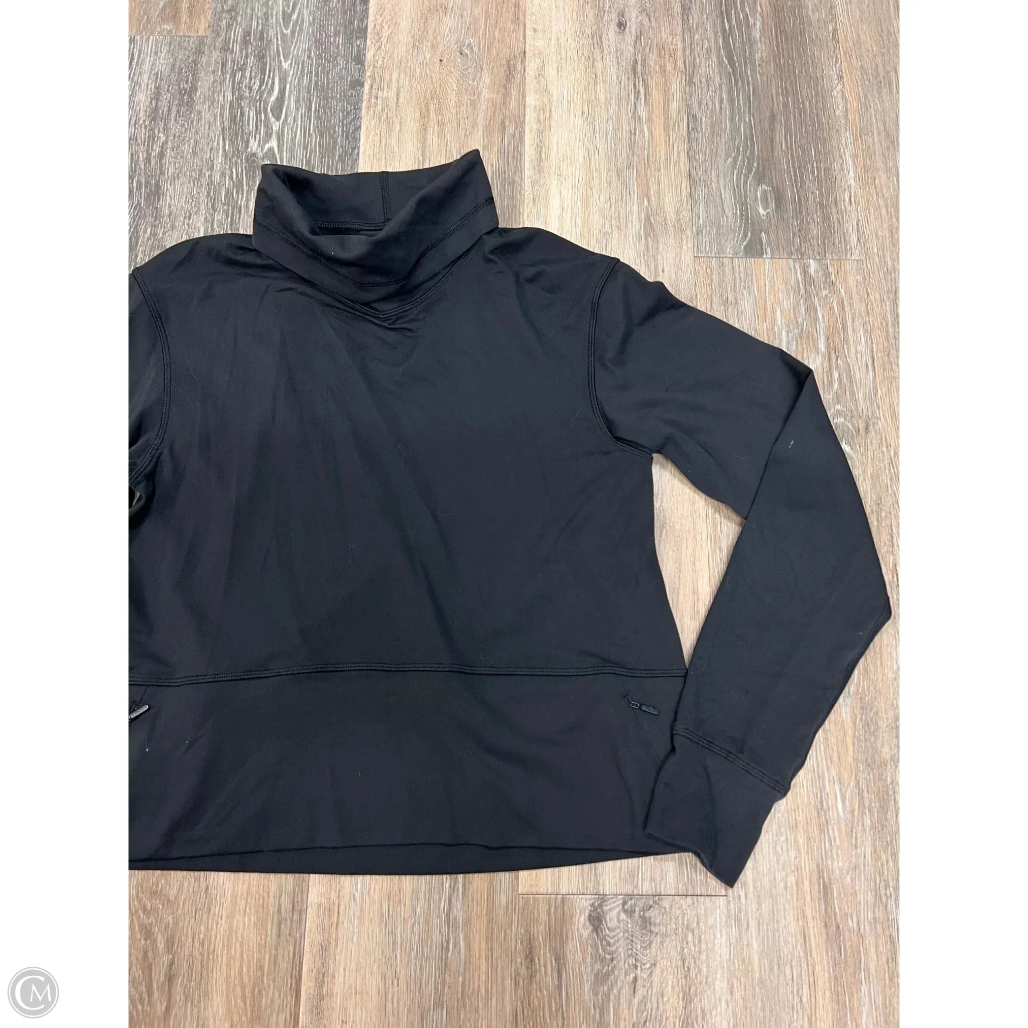 Athletic Top Long Sleeve Collar By Lululemon In Black, Size: 4