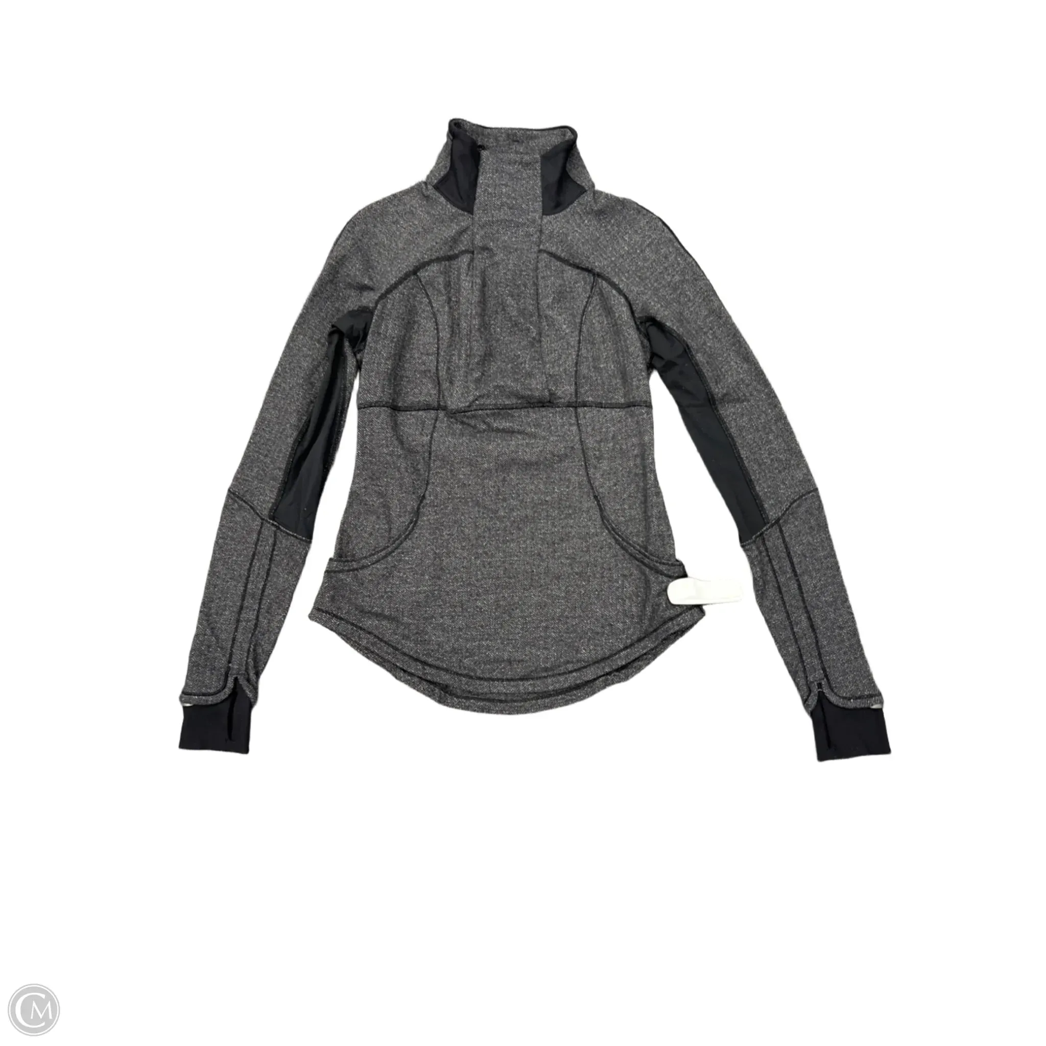 Athletic Top Long Sleeve Collar By Lululemon In Grey, Size: 6
