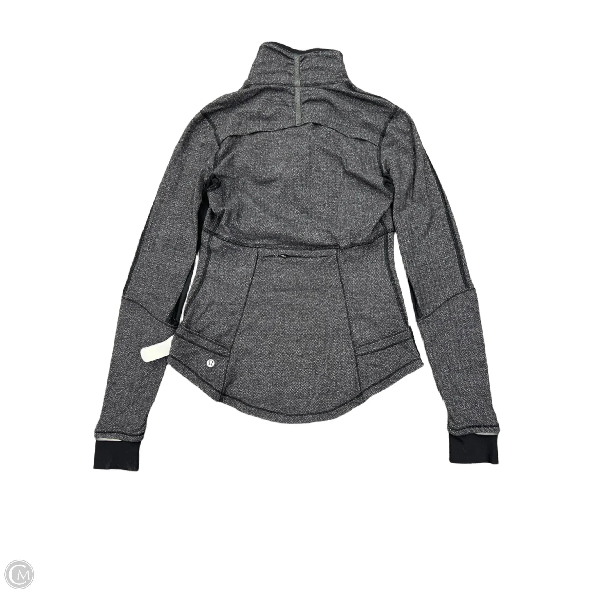 Athletic Top Long Sleeve Collar By Lululemon In Grey, Size: 6