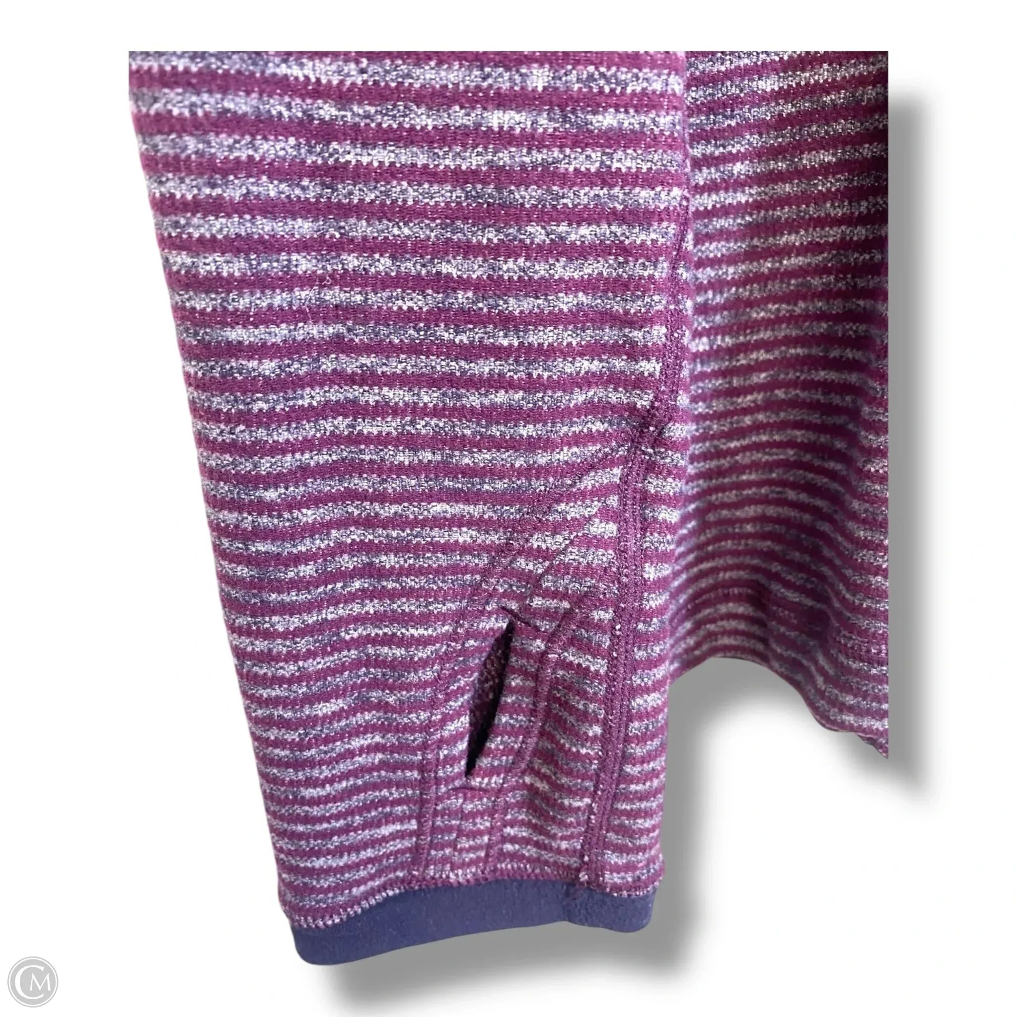 Athletic Top Long Sleeve Collar By Lululemon In Striped Pattern, Size: S
