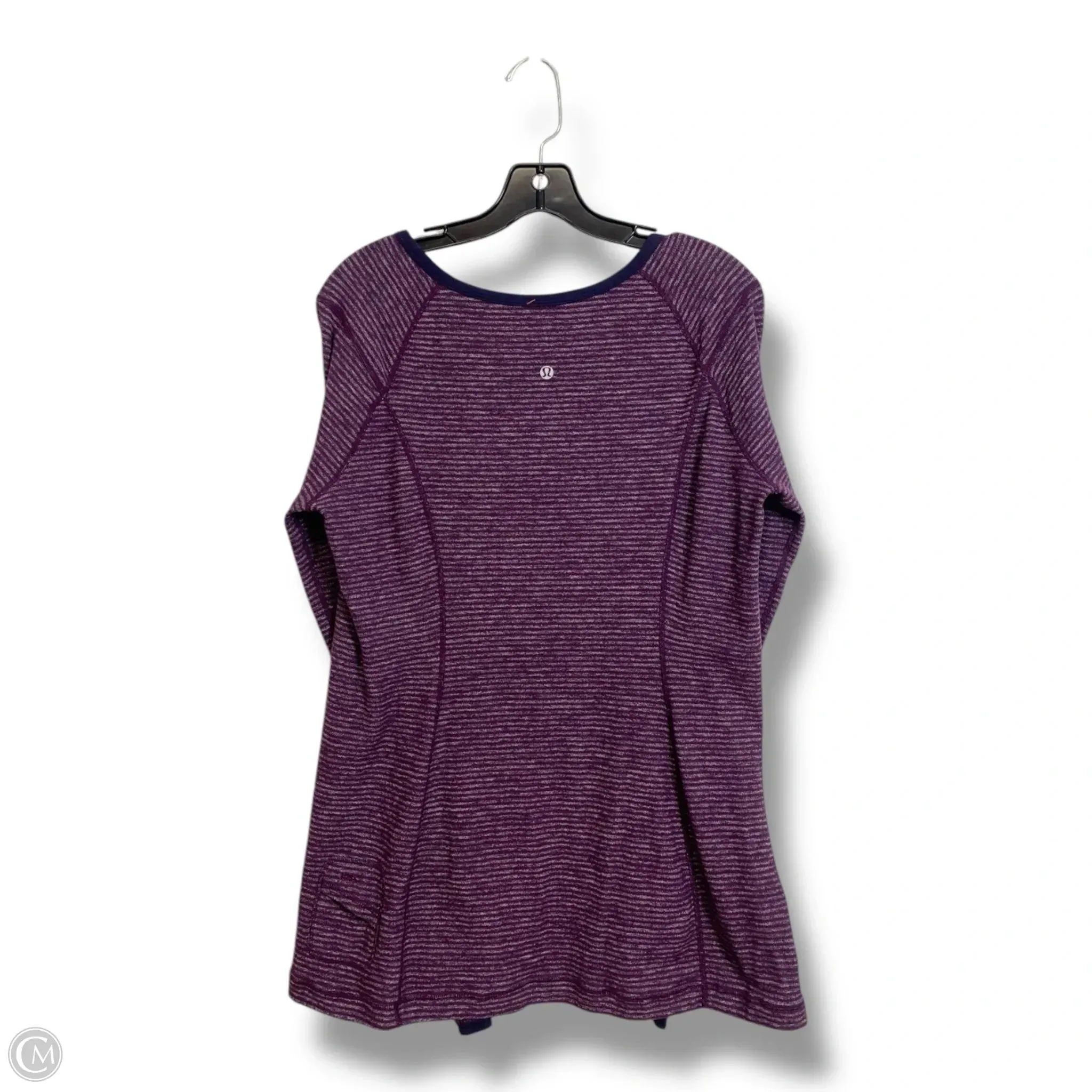Athletic Top Long Sleeve Collar By Lululemon In Striped Pattern, Size: S