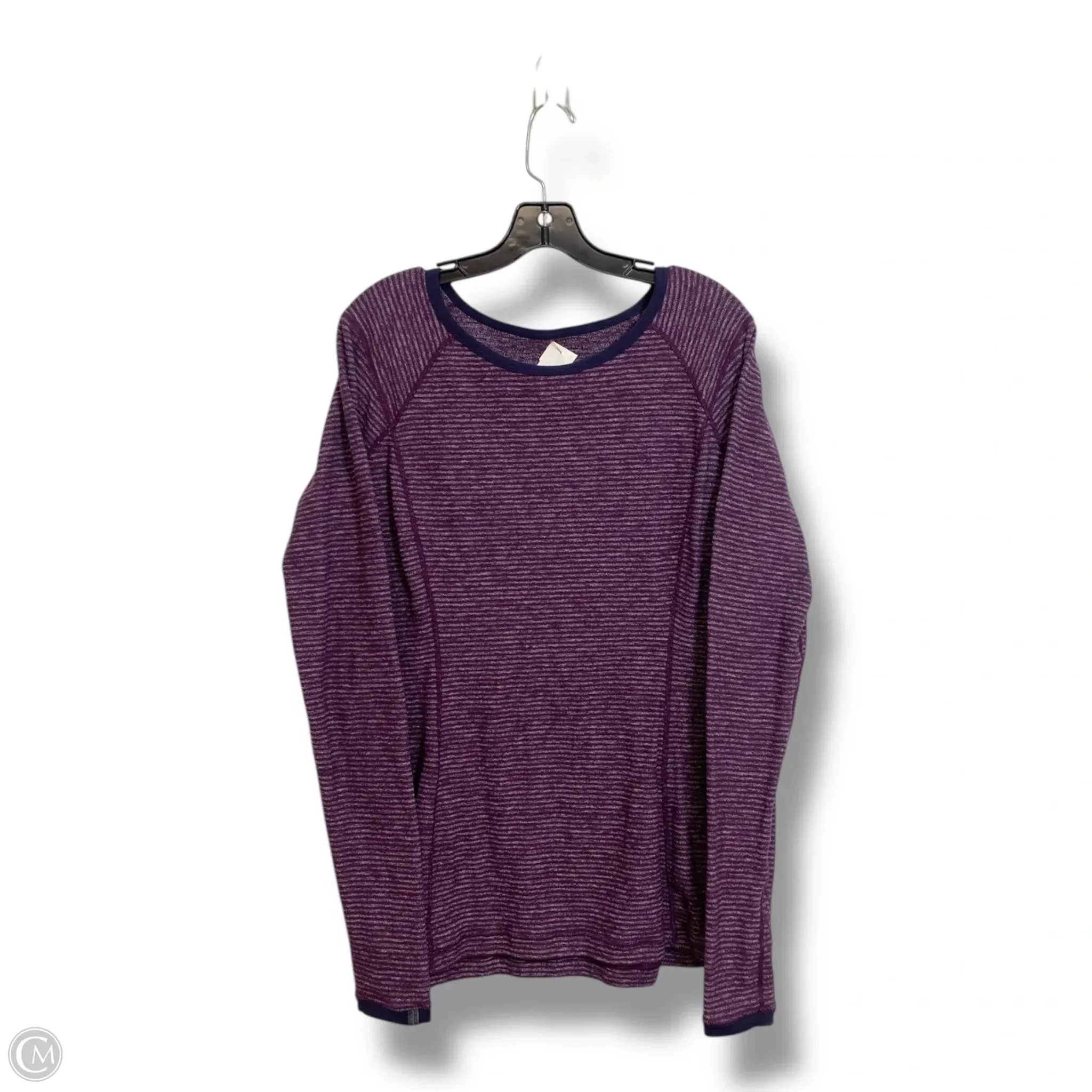 Athletic Top Long Sleeve Collar By Lululemon In Striped Pattern, Size: S