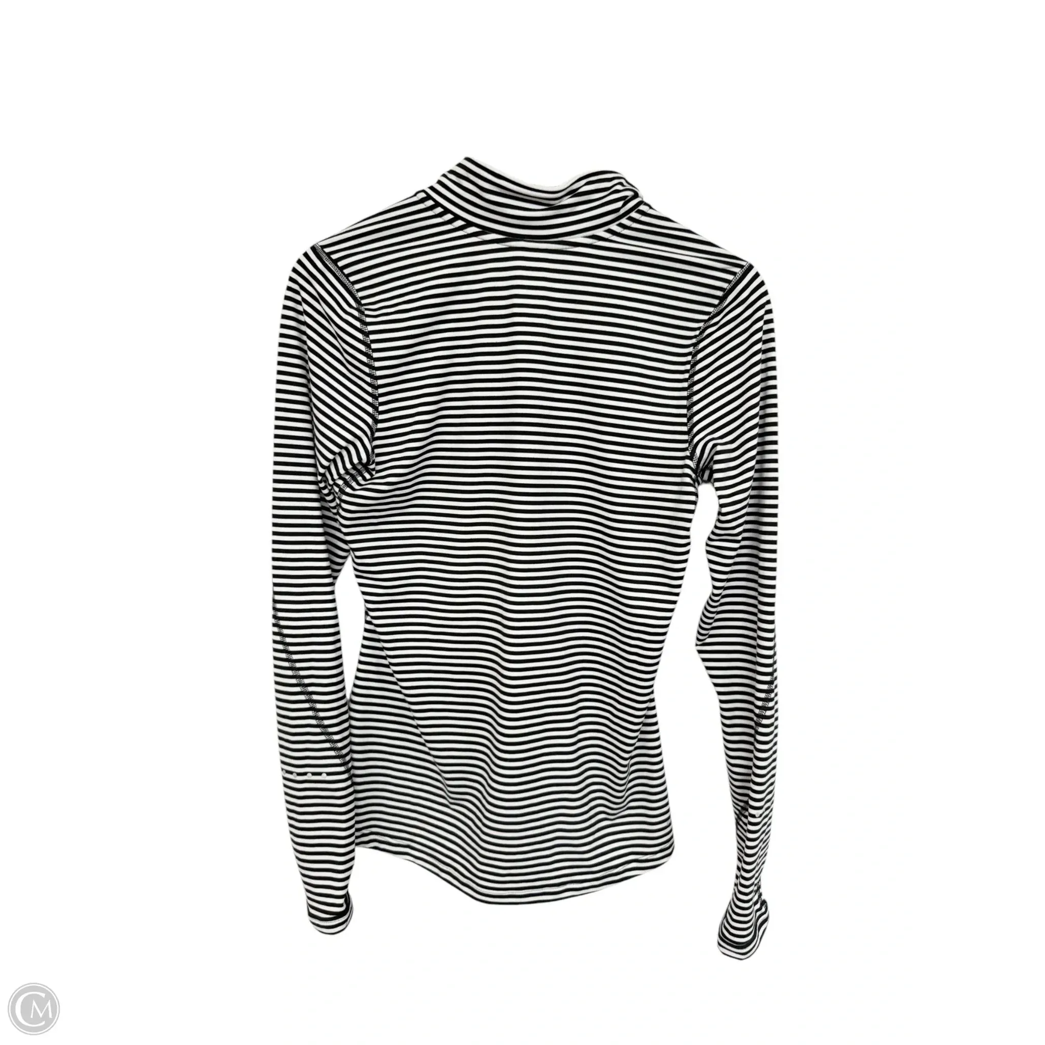 Athletic Top Long Sleeve Collar By Nike Apparel In Striped Pattern, Size: S