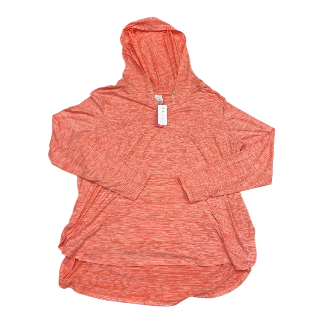 Athletic Top Ls Hoodie By Livi Active In Orange, Size:1X