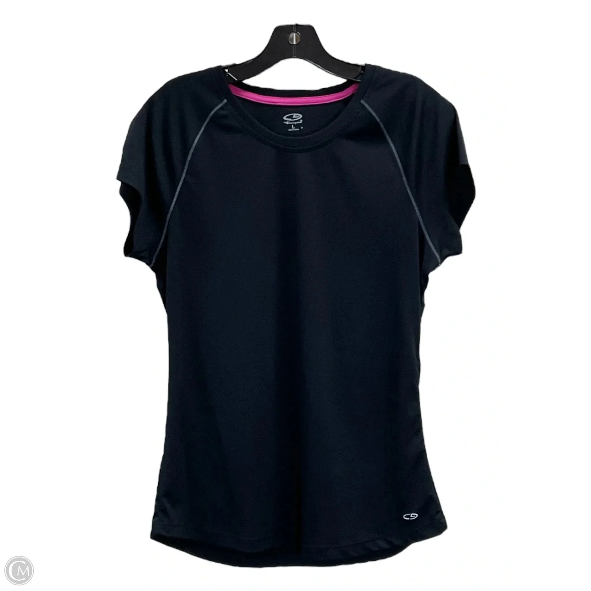 Athletic Top Short Sleeve By Champion In Black, Size: L