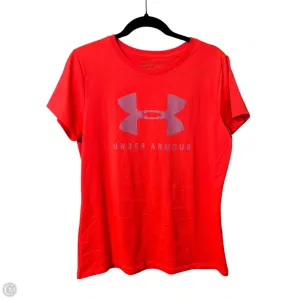 Athletic Top Short Sleeve By Under Armour In Orange, Size: L