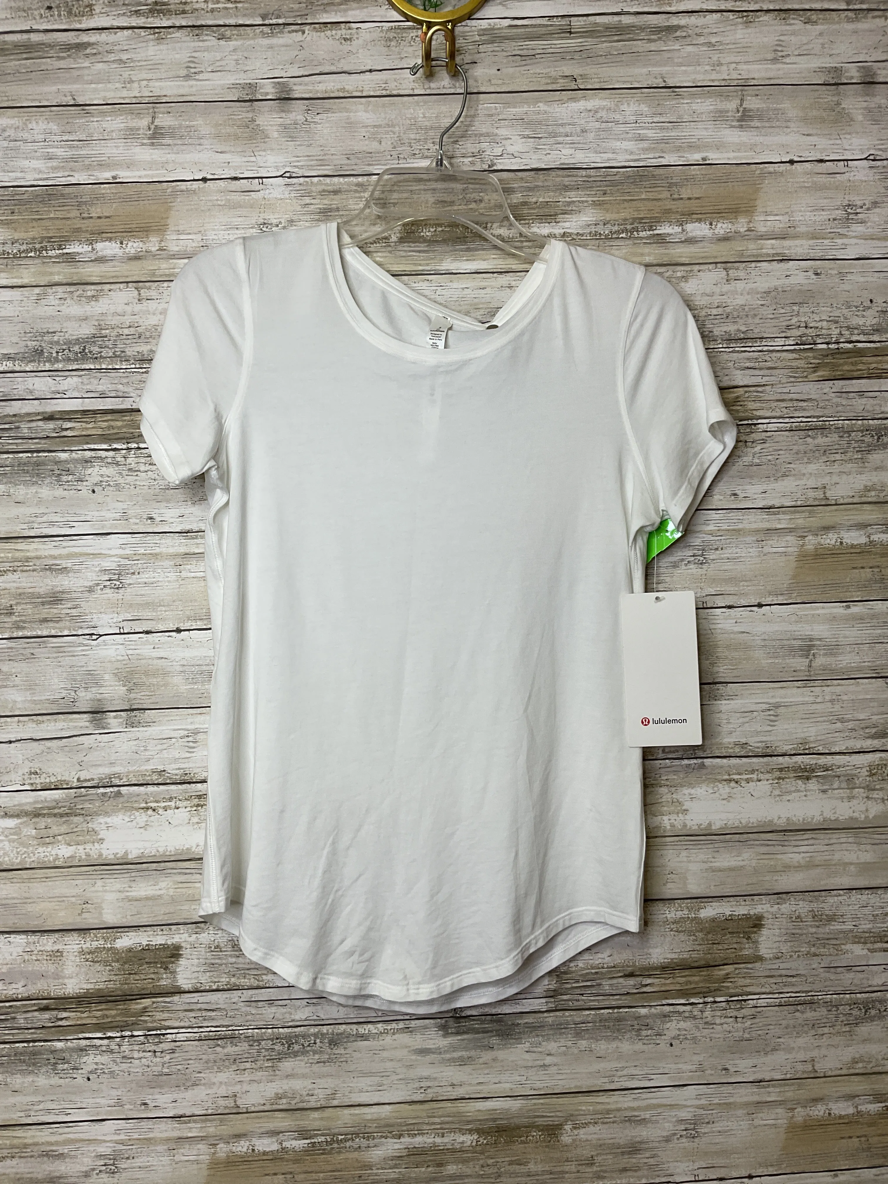 Athletic Top Ss By Lululemon In White, Size:4