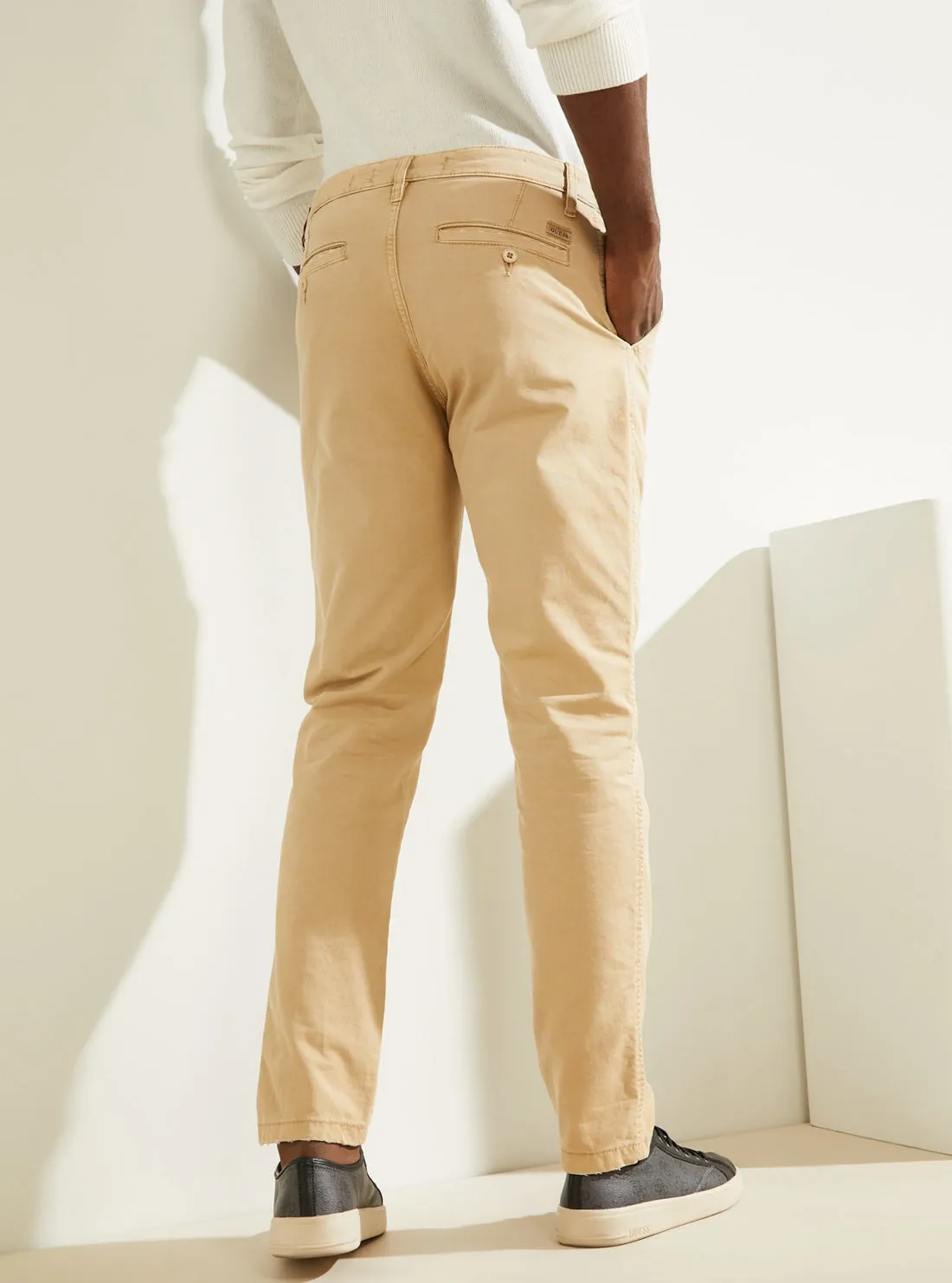 Beige Max Mid-Rise Slim Pants Guess