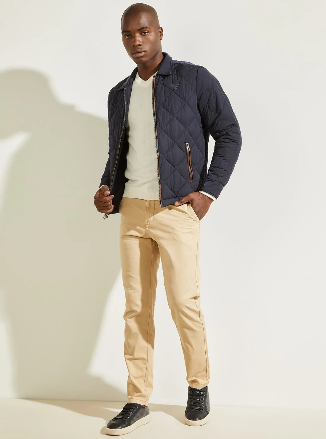 Beige Max Mid-Rise Slim Pants Guess