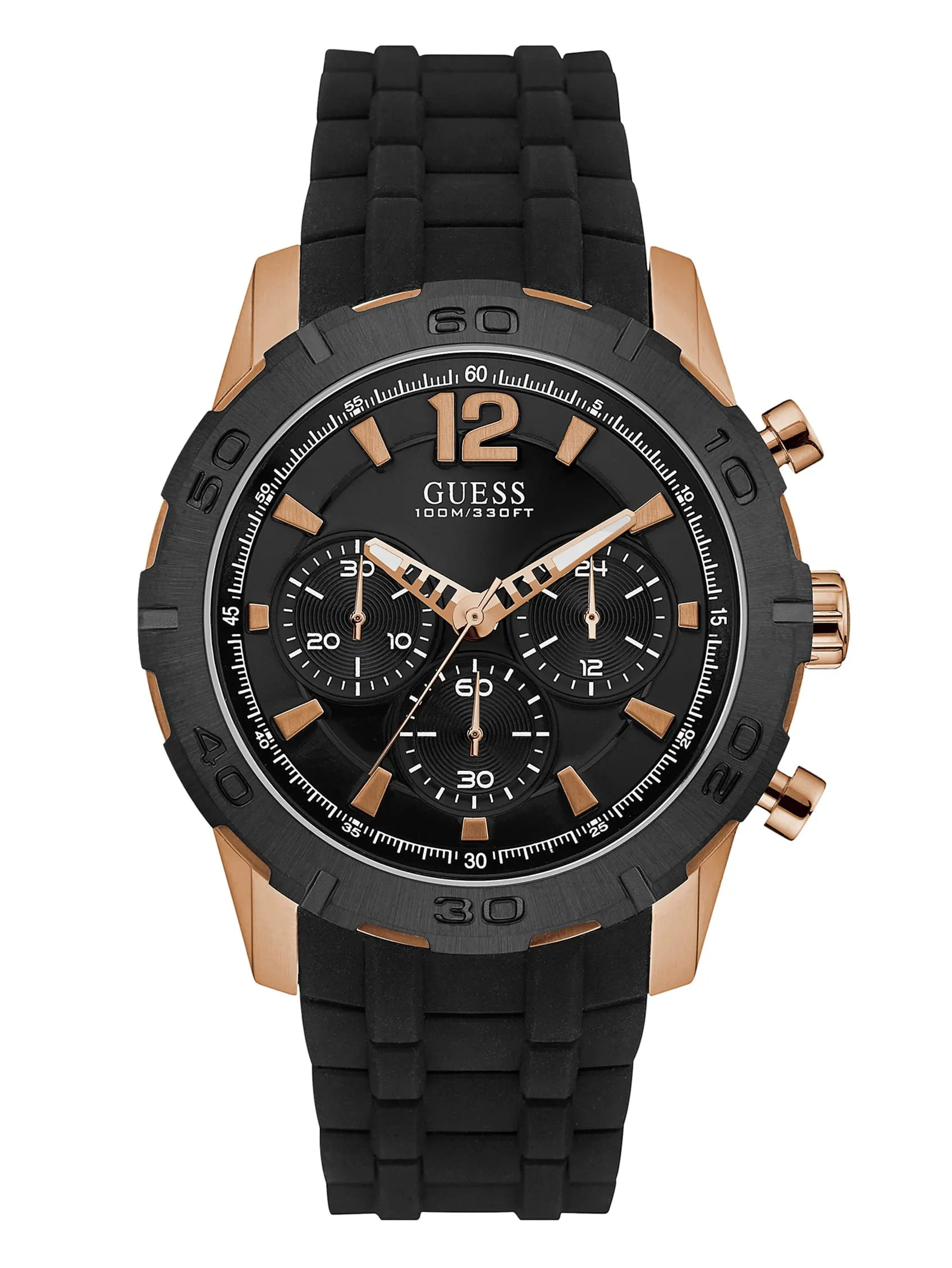 Black And Rose Gold-Tone Silicone Watch