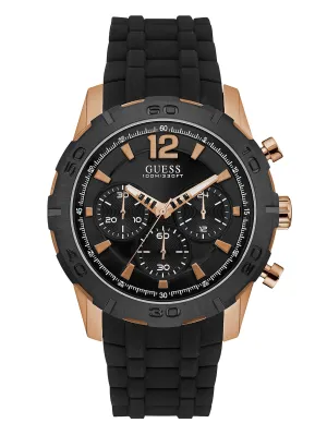 Black And Rose Gold-Tone Silicone Watch
