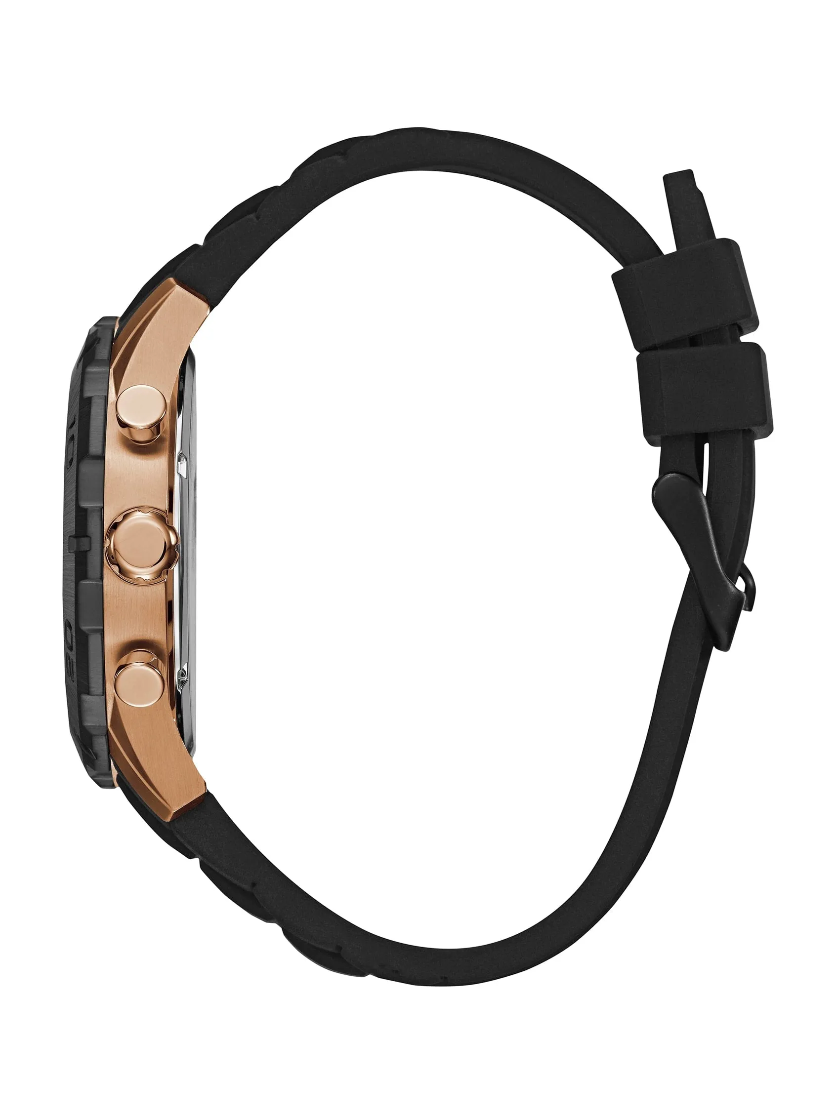 Black And Rose Gold-Tone Silicone Watch