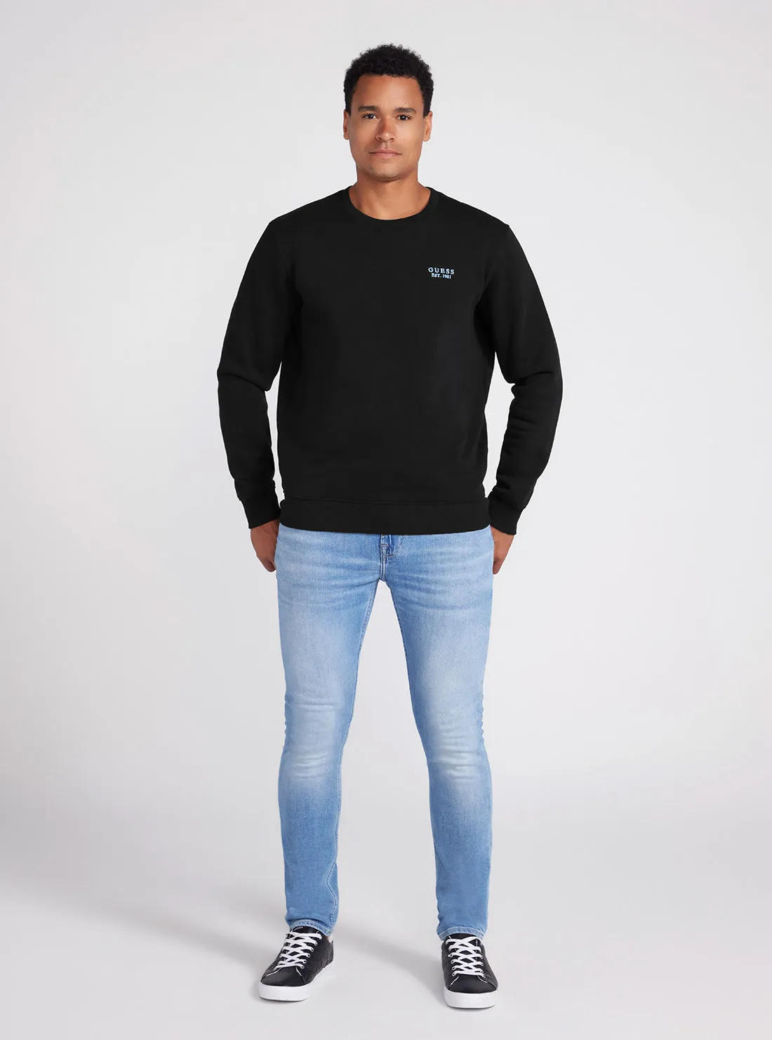 Black Back Geo-Metric Logo Print Jumper Guess