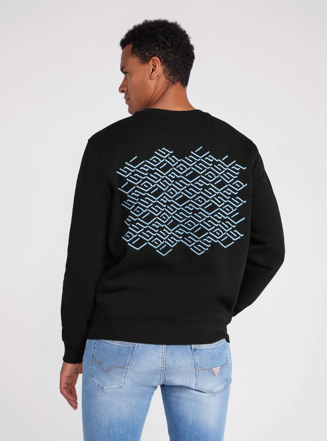 Black Back Geo-Metric Logo Print Jumper Guess