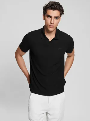 Black Ryker Rib Knit Polo T-Shirt Guess