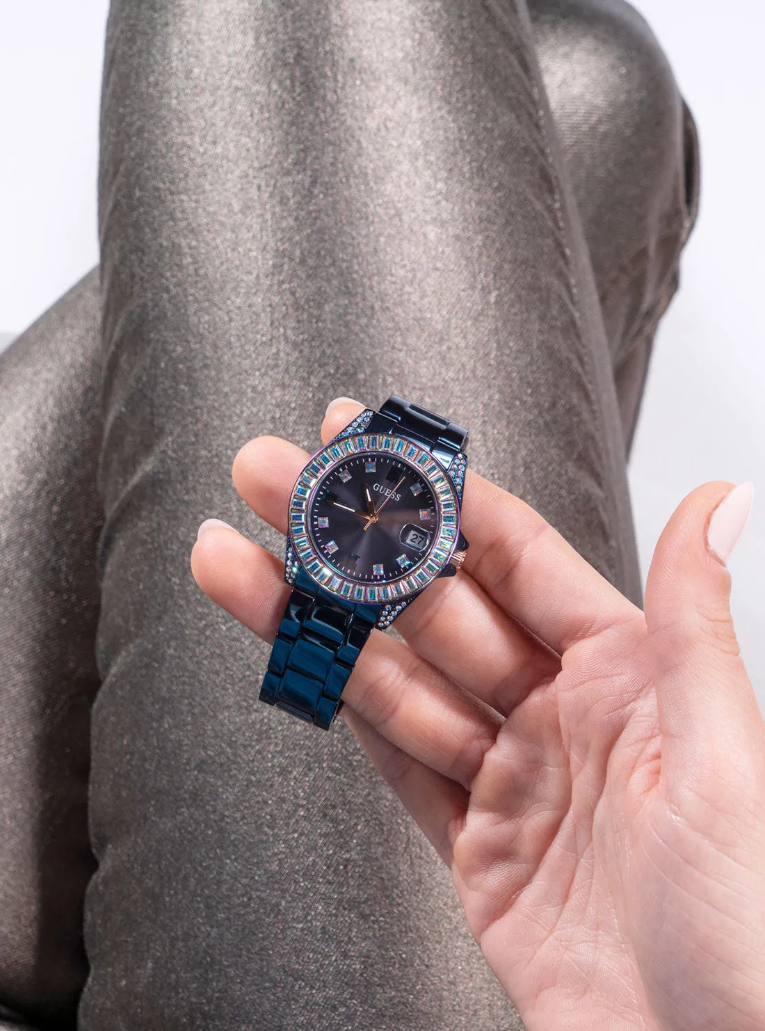 Blue Crystal Opaline Watch Guess