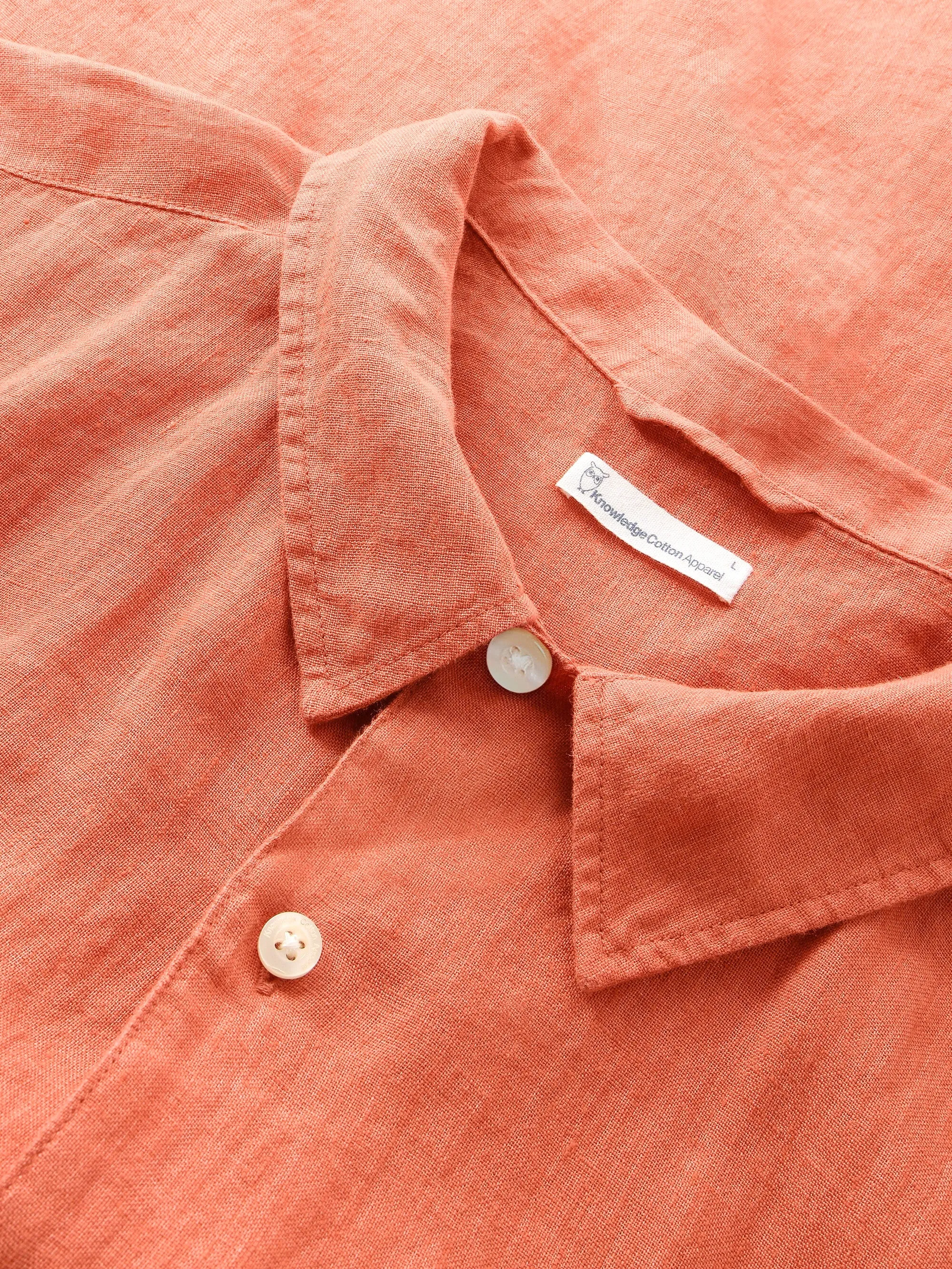 Box fit short sleeved linen shirt - Langoustino Knowledge Cotton