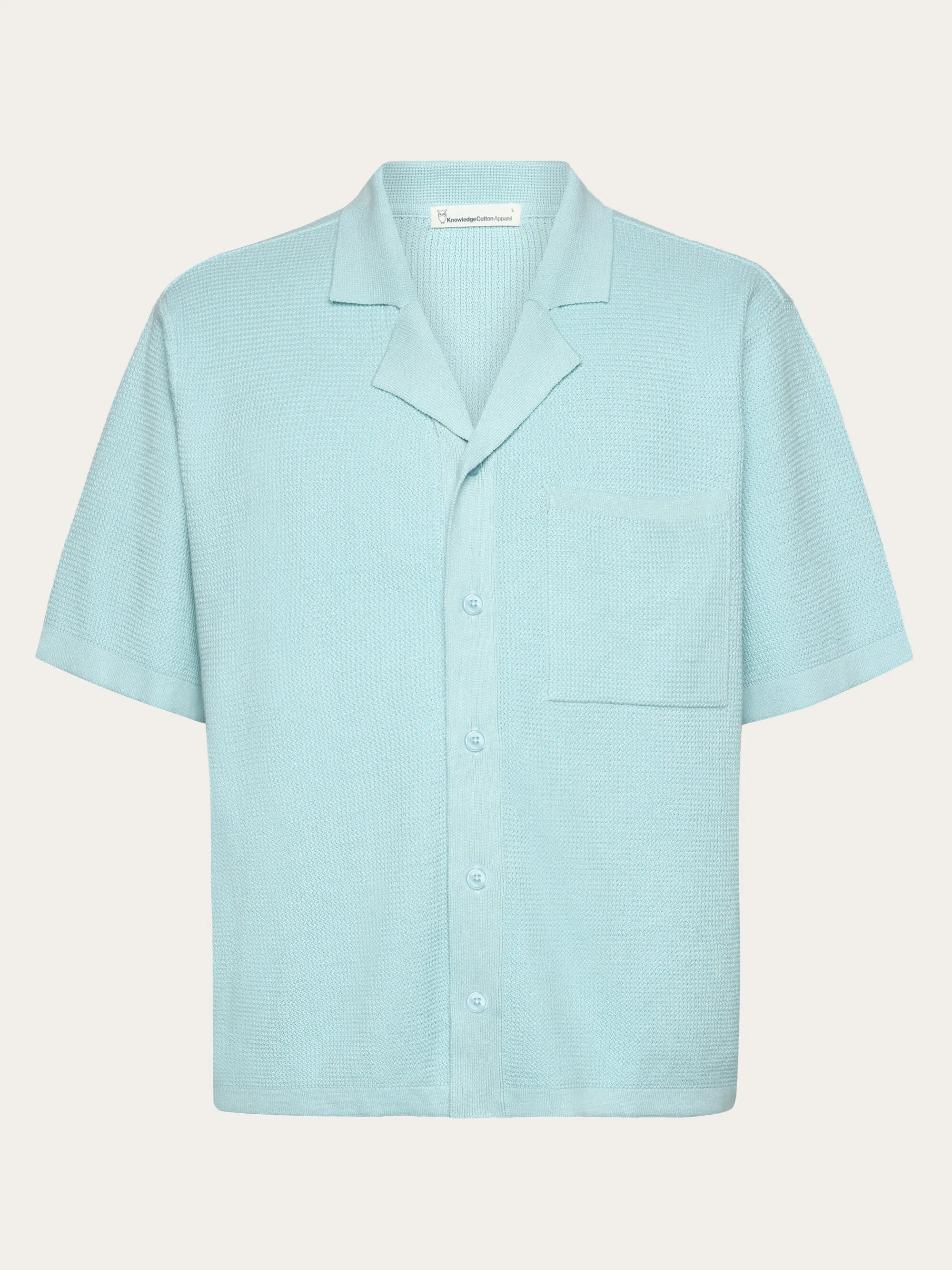 Boxy short sleeve structured knitted shirt - Regenerative Organic Certified - GOTS/Vegan - Aqua-Esque Knowledge Cotton