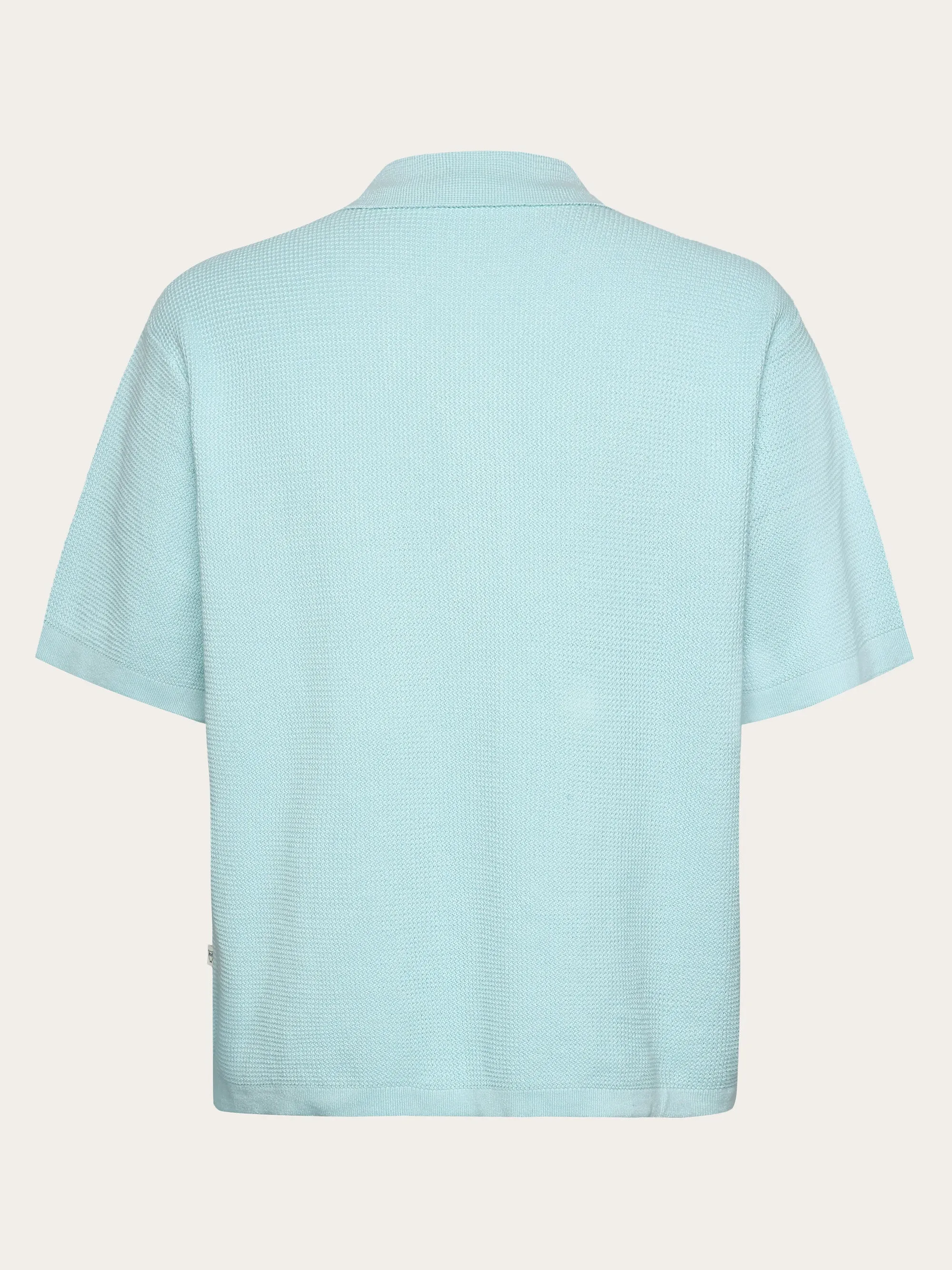 Boxy short sleeve structured knitted shirt - Regenerative Organic Certified - GOTS/Vegan - Aqua-Esque Knowledge Cotton