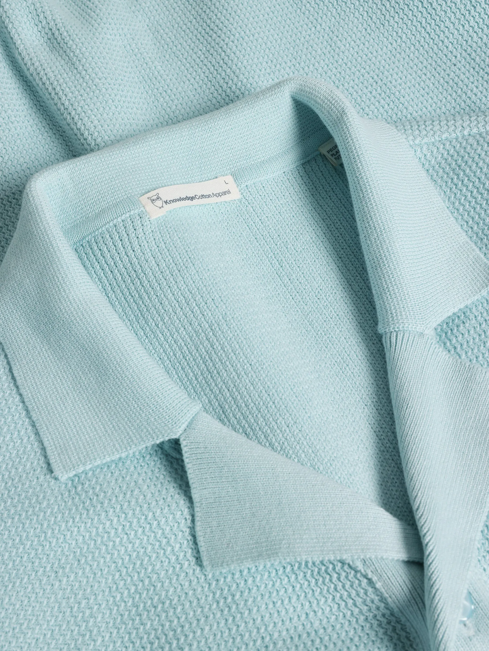 Boxy short sleeve structured knitted shirt - Regenerative Organic Certified - GOTS/Vegan - Aqua-Esque Knowledge Cotton