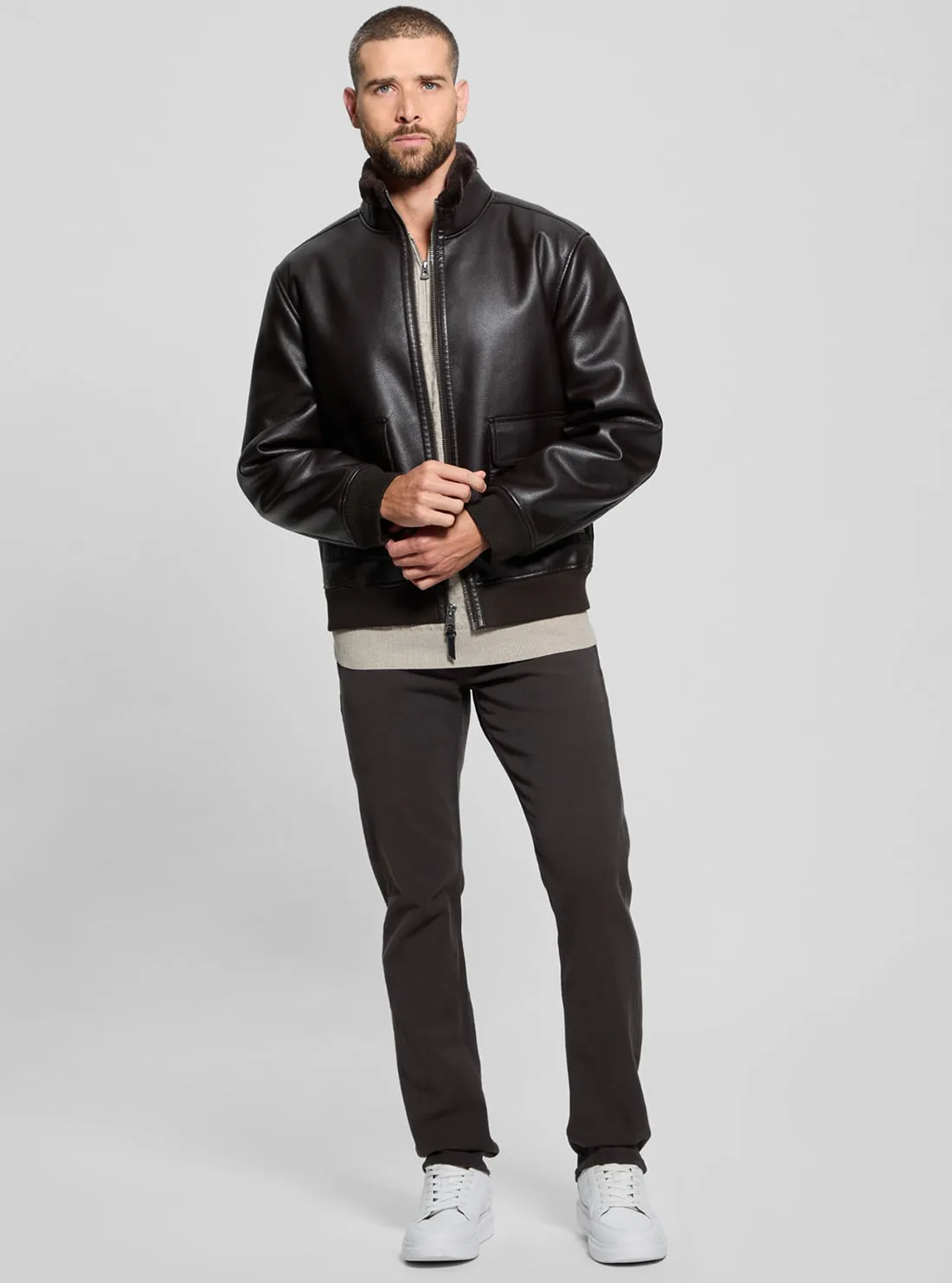 Brown Ryder Bonded Jacket Guess