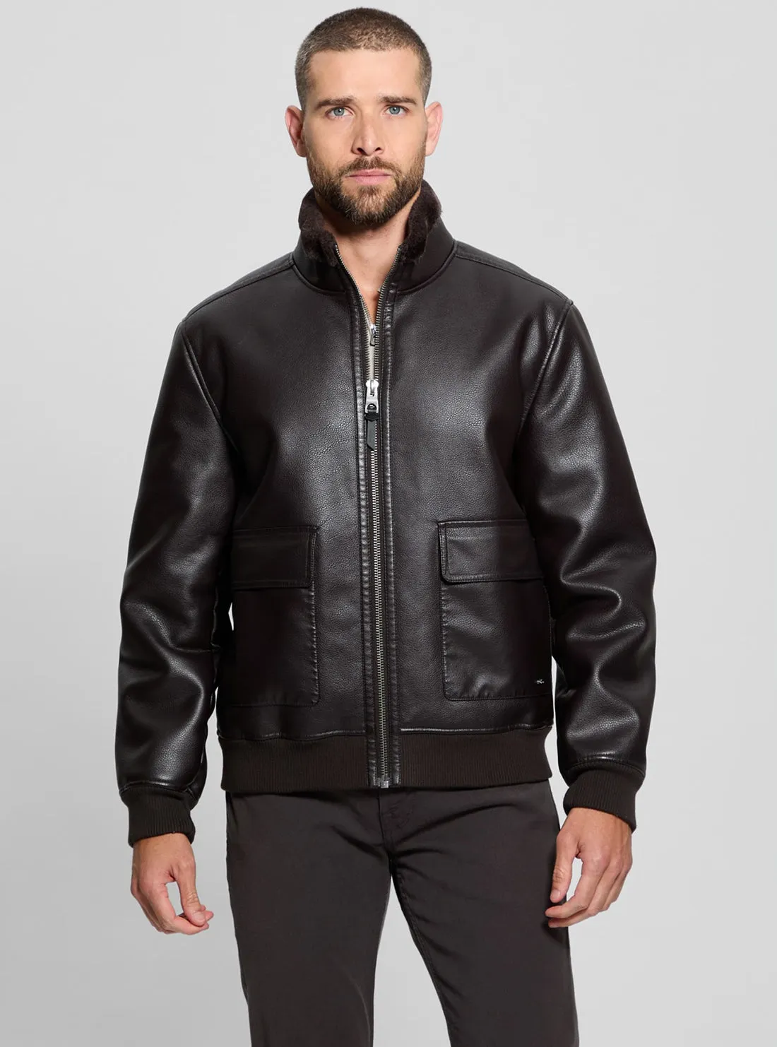 Brown Ryder Bonded Jacket Guess