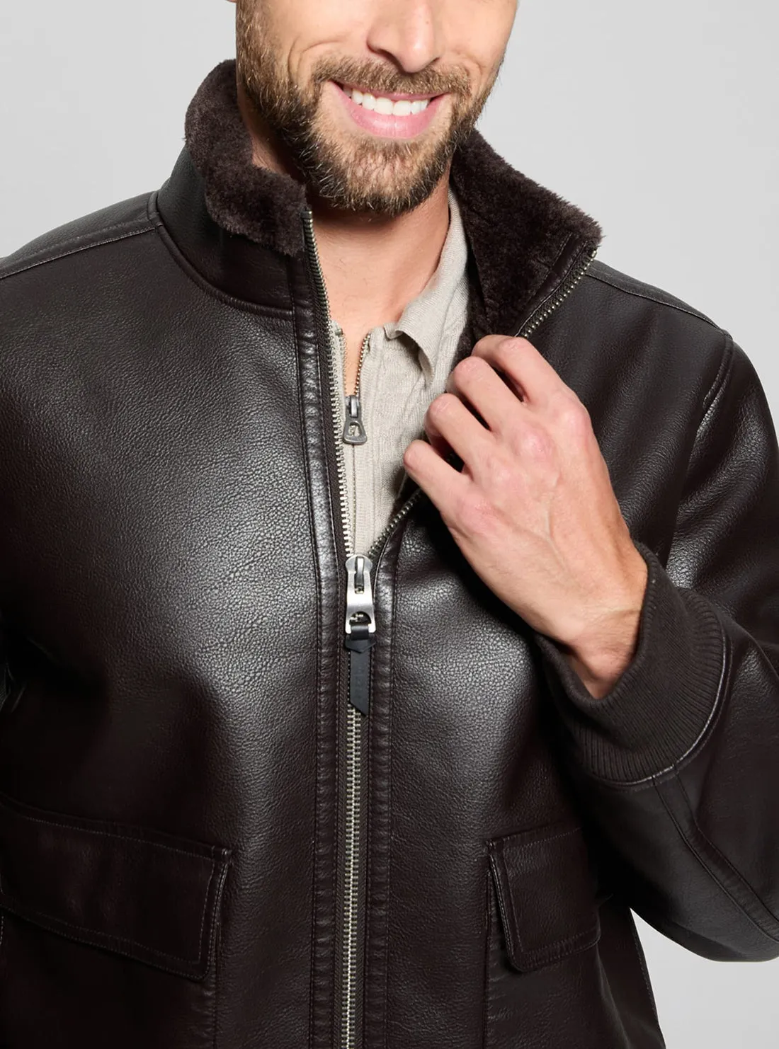 Brown Ryder Bonded Jacket Guess