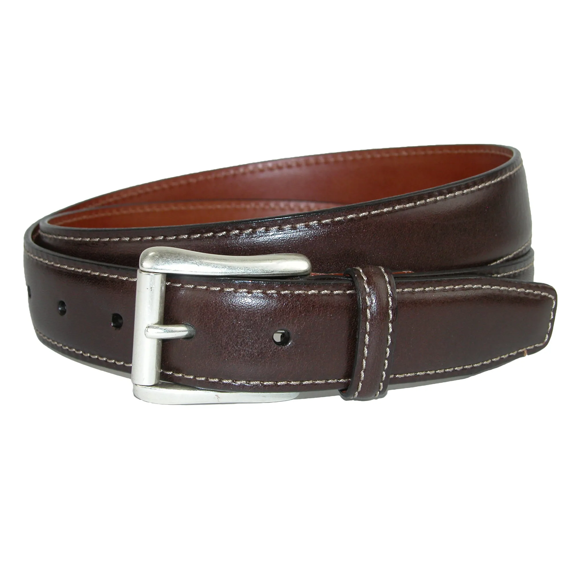 Ciga Calfskin Leather Casual Belt with Contrast Stitch
