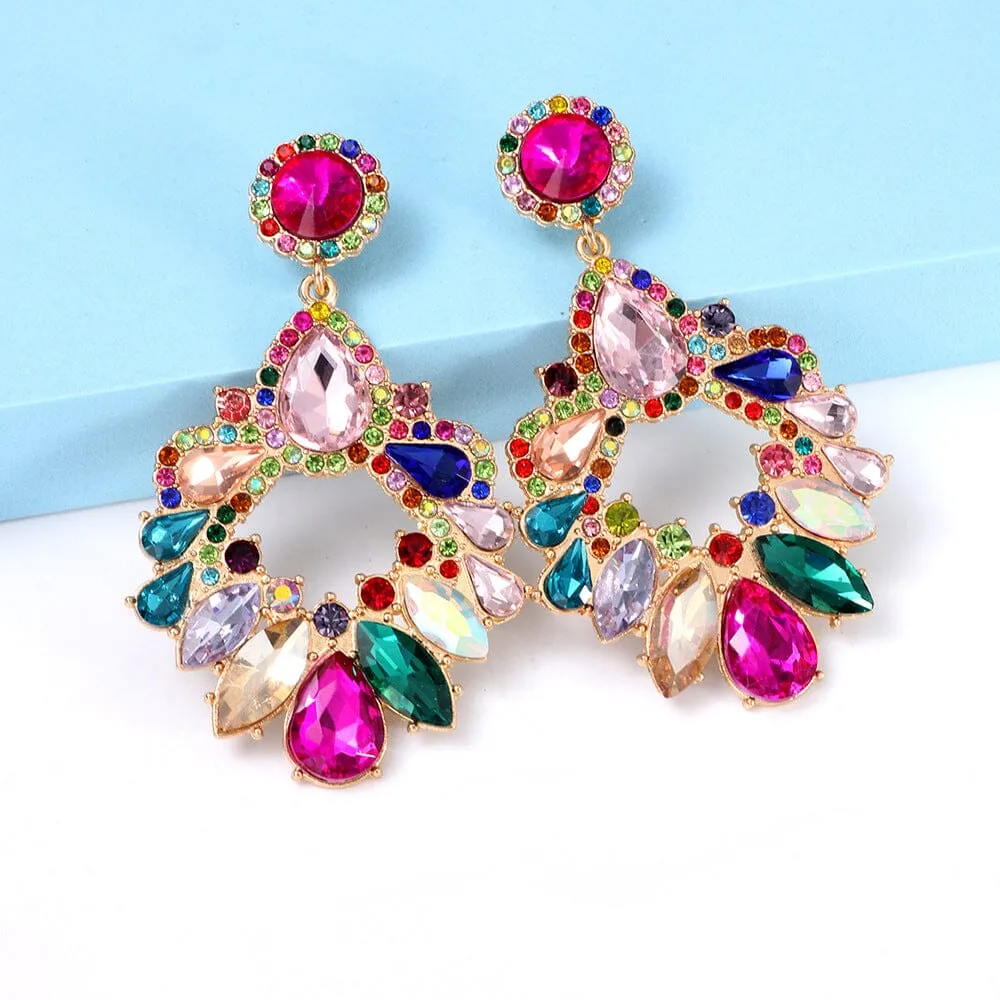 COLORFUL CRYSTAL CHANDELIER DROP EARRINGS Gloria Lanvin
