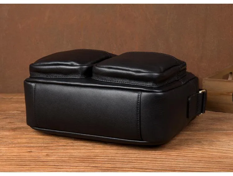 Cool Brown Leather Mens Small Courier Bag Messenger Bag Black Side Bag Postman Bag for Men