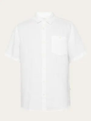 Custom fit linen short sleeve shirt - Bright White Knowledge Cotton
