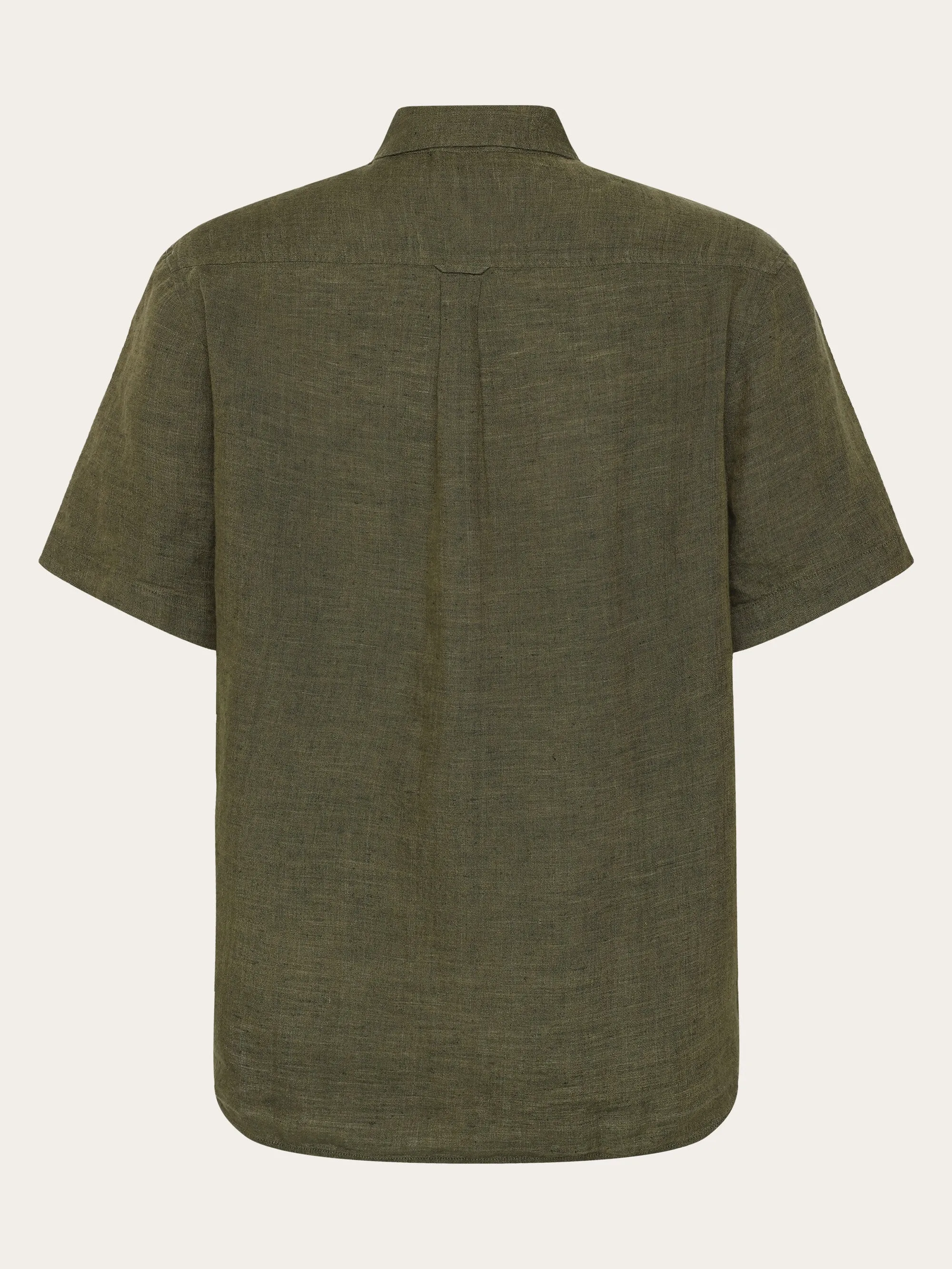Custom fit linen short sleeve shirt - Burned Olive Knowledge Cotton