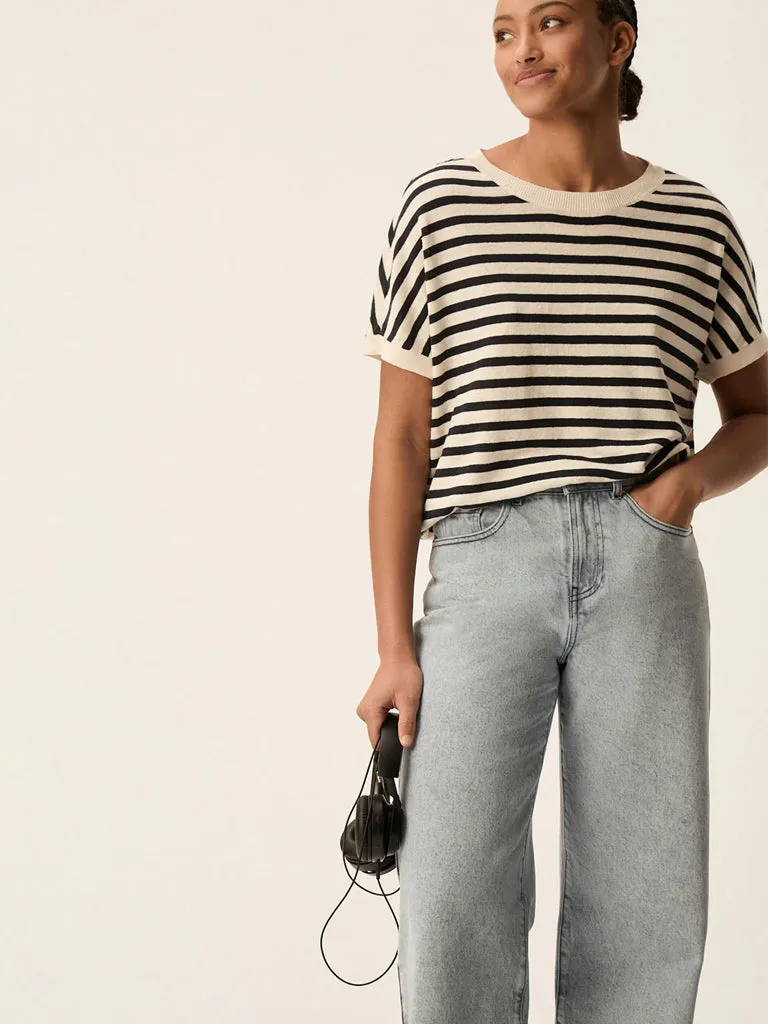 Des Petits Hauts Alexi Stripe Top in Cream Marine