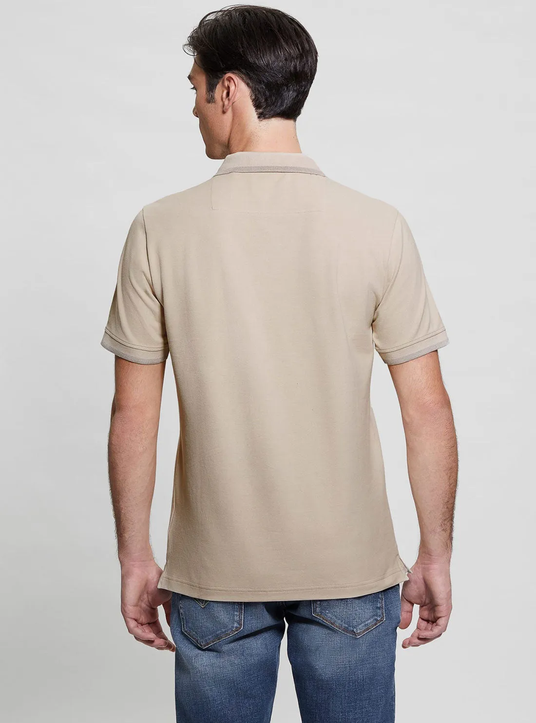 Eco Beige Lyle Short Sleeve Polo T-Shirt Guess