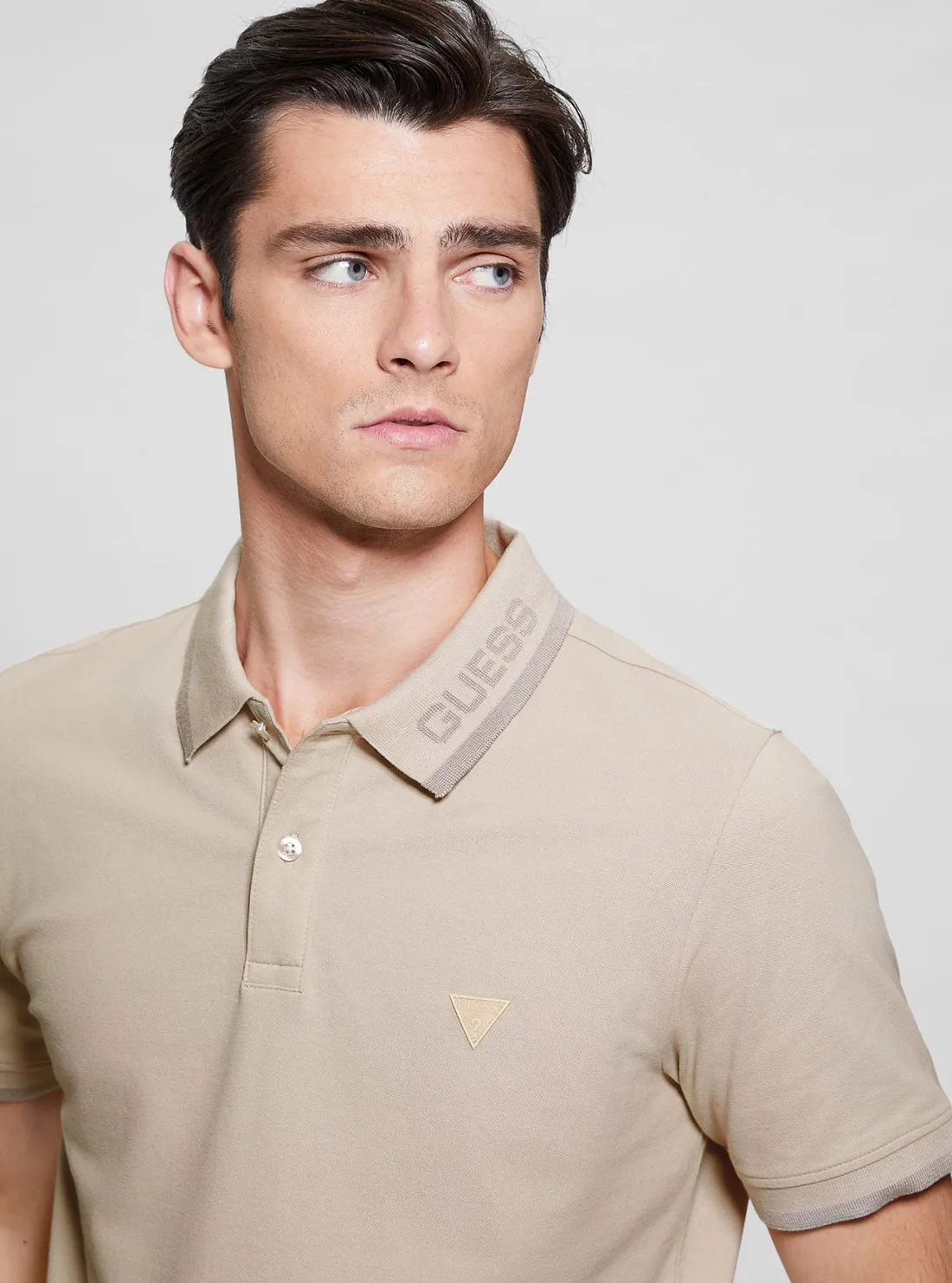 Eco Beige Lyle Short Sleeve Polo T-Shirt Guess