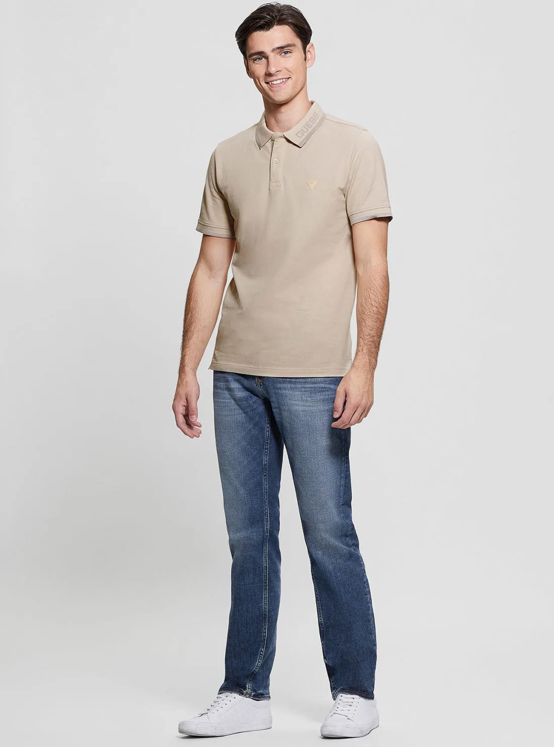 Eco Beige Lyle Short Sleeve Polo T-Shirt Guess