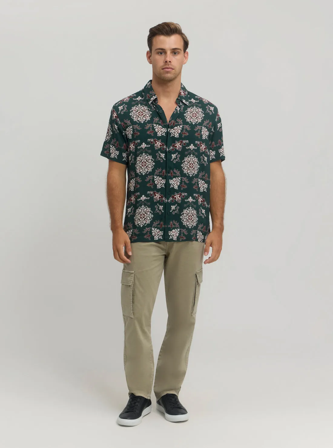 Eco Green Floral Paisley Short Sleeve Shirt Guess