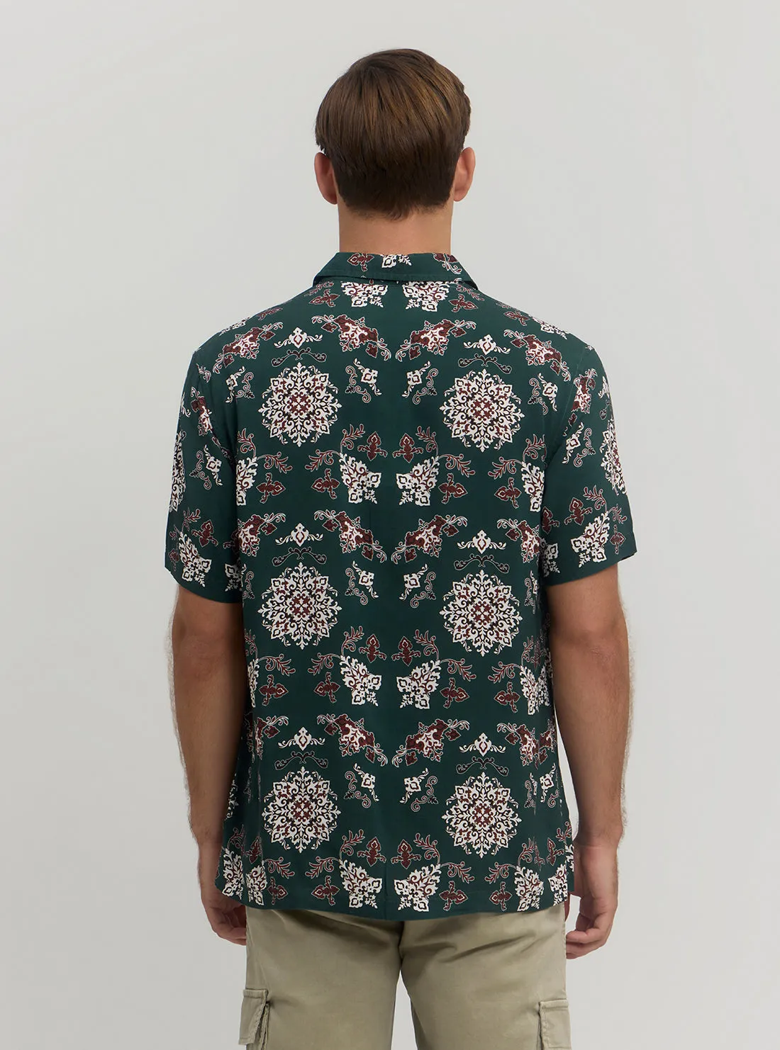 Eco Green Floral Paisley Short Sleeve Shirt Guess